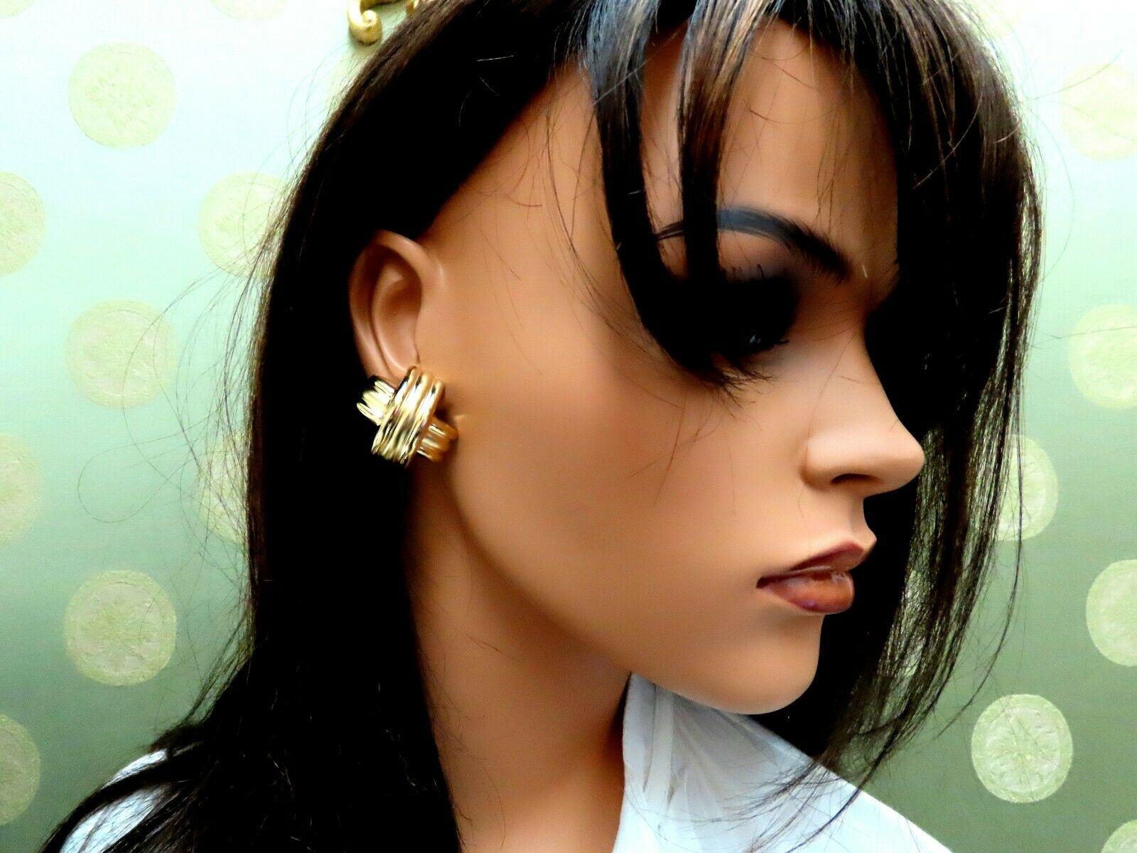 Retro Large Gold X Clip Love Knot Earrings 14 Karat At 1stdibs