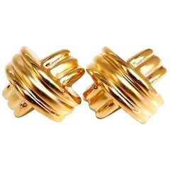 Retro Large Gold X Clip Love Knot Earrings 14 Karat