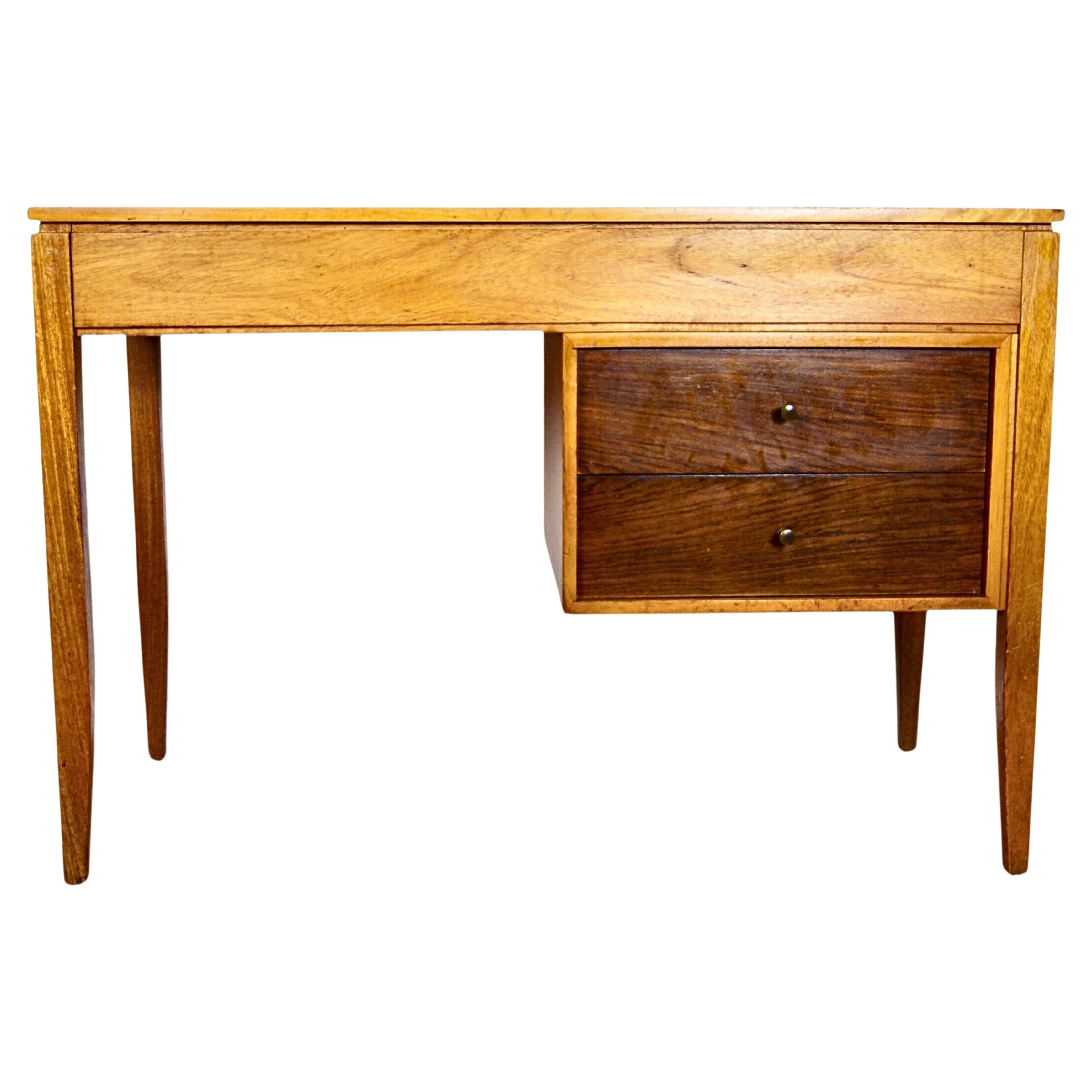 Retro Leather Top Desk/Dresser with Mirrored Interior Peter Hayward for UNIFLEX For Sale