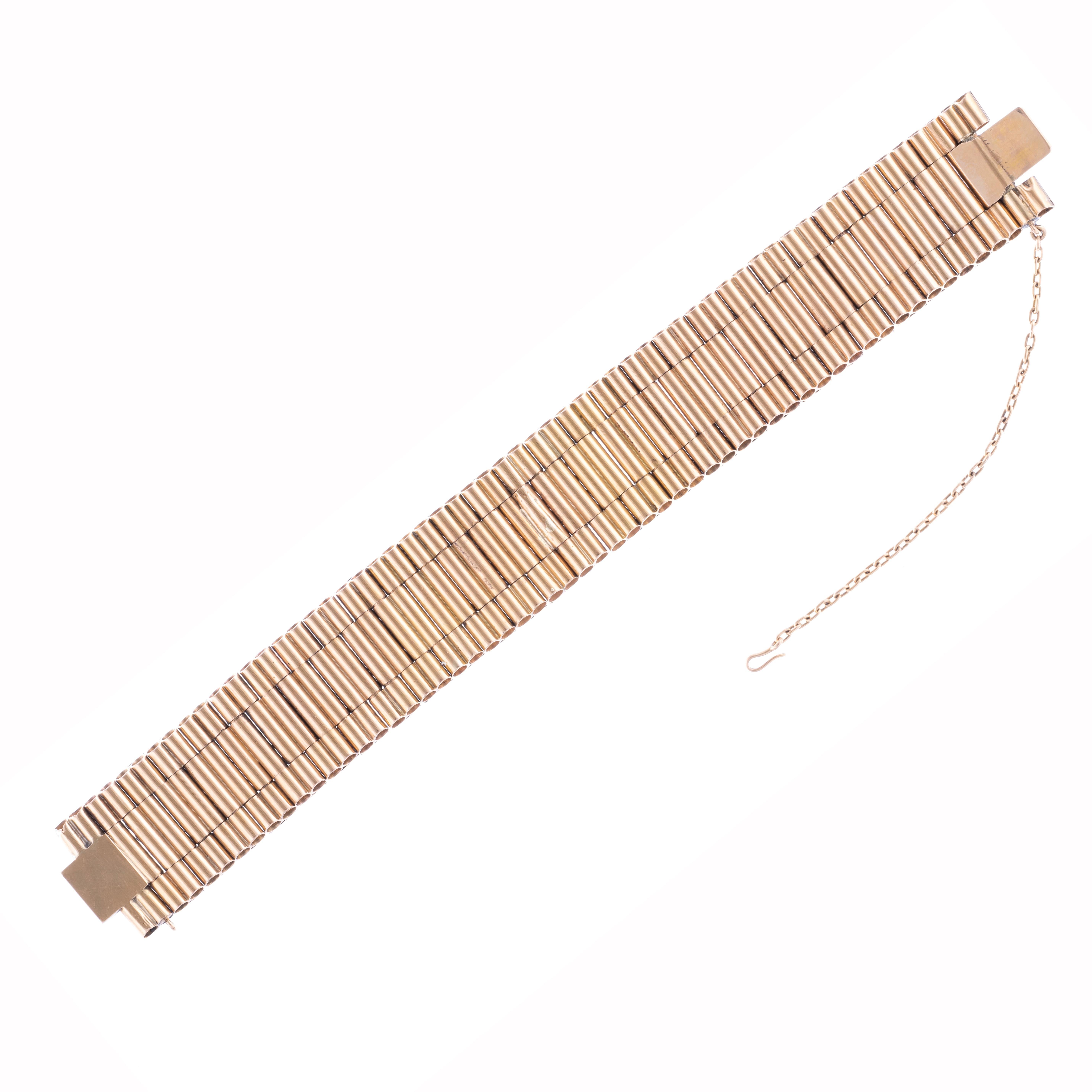 Rétro Bracciale Retro A Link Geometrico stilizzato in oro rosa 18 carati Circa 1940 in vendita