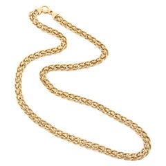 Retro Long Interlocking Link Necklace in 14 Karat Gold, Circa 1940's, Italy