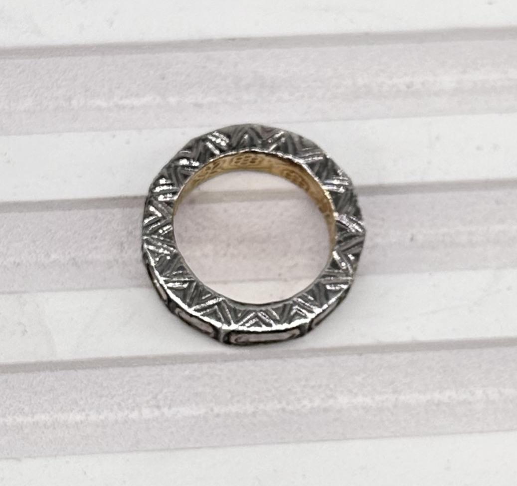 Retro Natural uncut Diamond ring made up in 14k gold and silver eternity band In New Condition For Sale In Delhi, DL