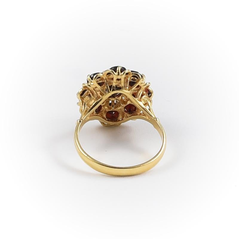 Retro Look Garnet 18 Karat Gold Ring, 1980s 1