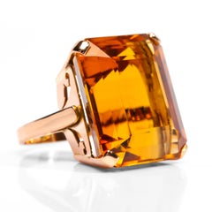 Retro Madeira Citrine Cocktail Ring Over 33 Carat