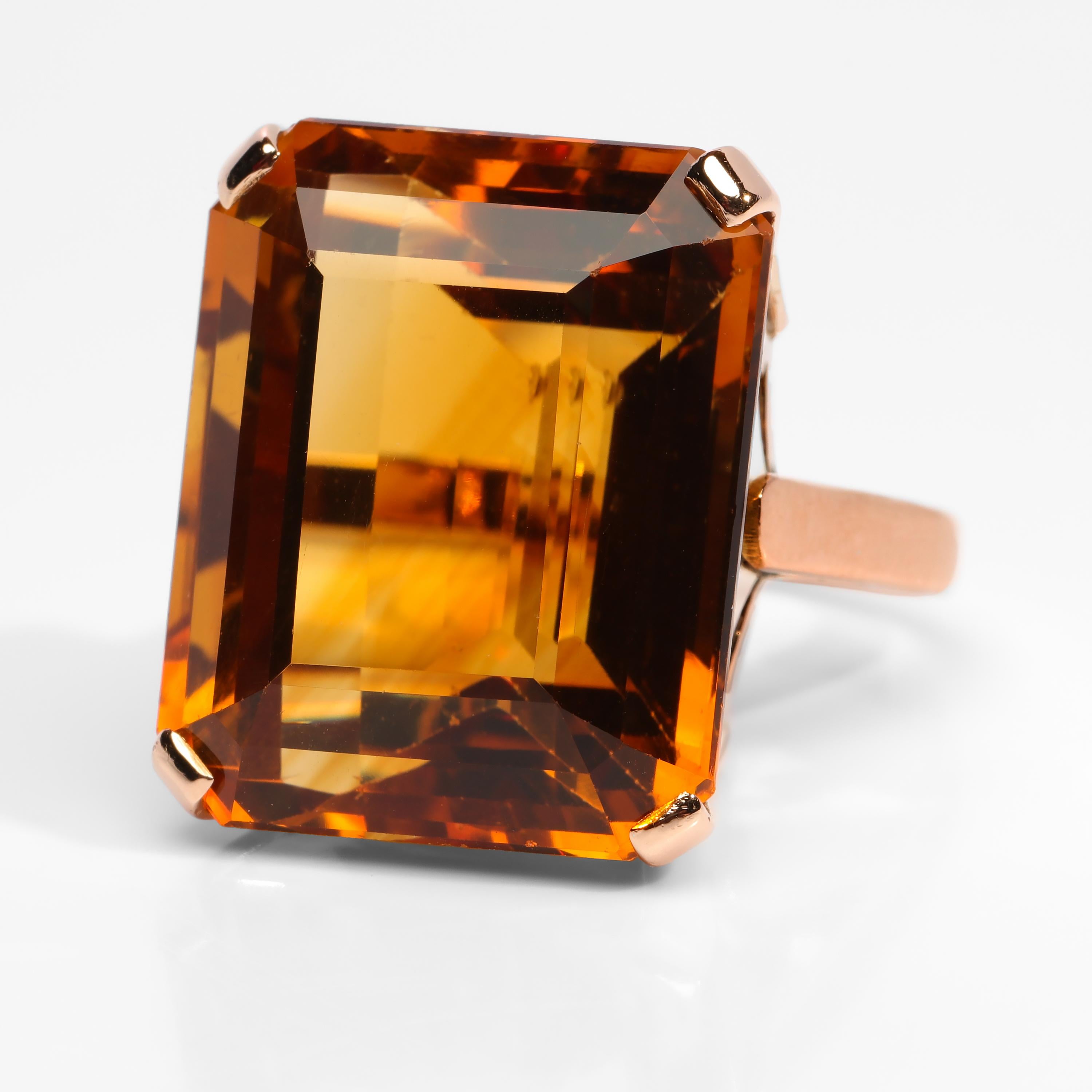 Retro Madeira Citrine Cocktail Ring Over 33 Carat 1