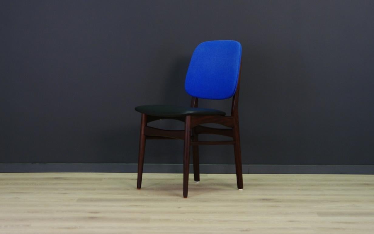 Retro Mahogany Blue Chairs Vintage Danish Design, 1960s In Good Condition For Sale In Szczecin, Zachodniopomorskie