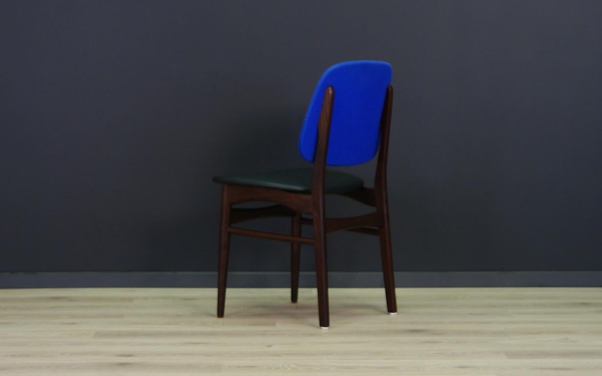 Retro Mahogany Blue Chairs Vintage Danish Design, 1960s For Sale 1