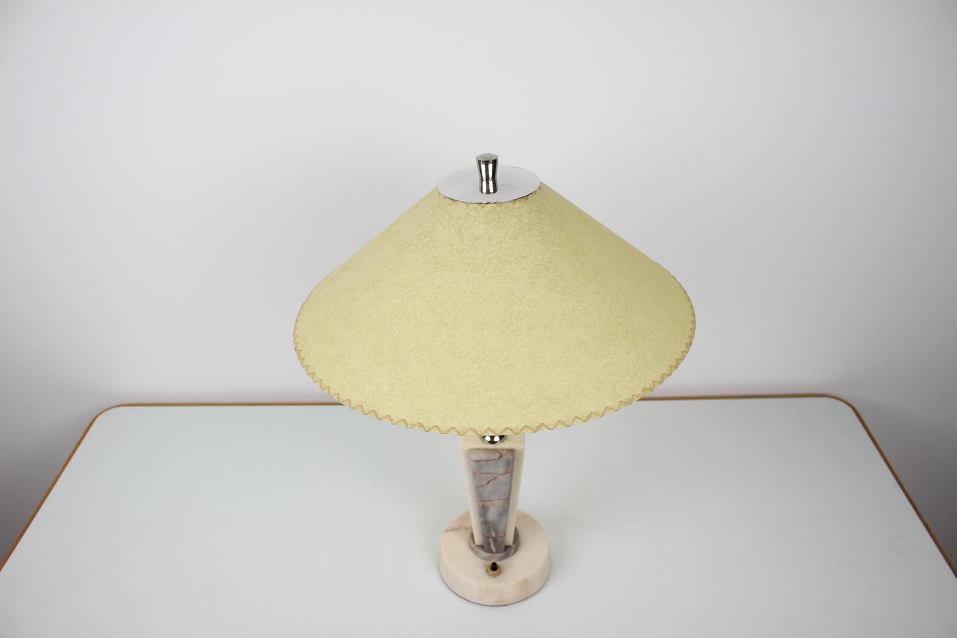 Czech Retro Marble Table Lamp, Kámen Praha, 1950s For Sale
