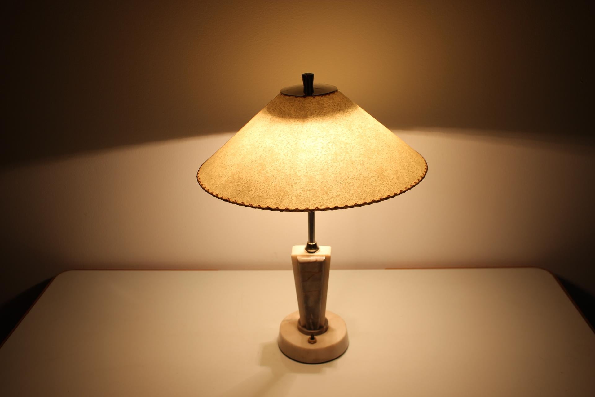 Retro Marble Table Lamp, Kámen Praha, 1950s For Sale 4