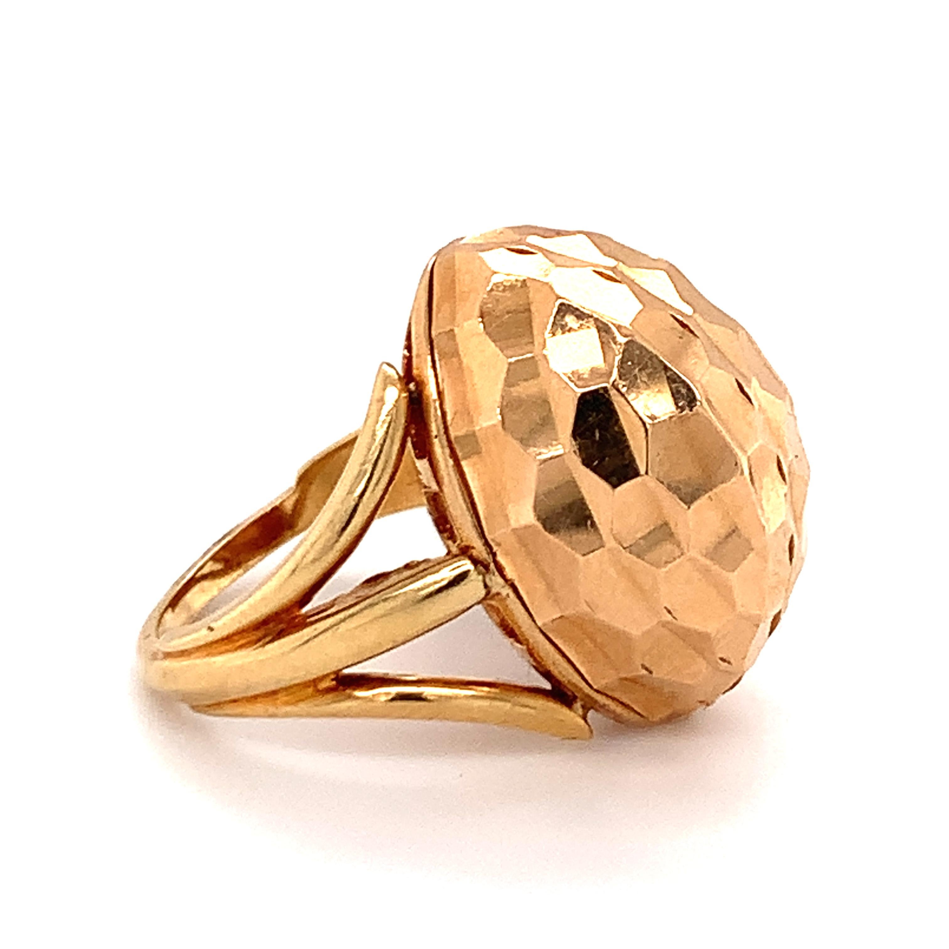 Anello retrò in oro rosa martellato a forma di marquise In condizioni buone in vendita a Beverly Hills, CA