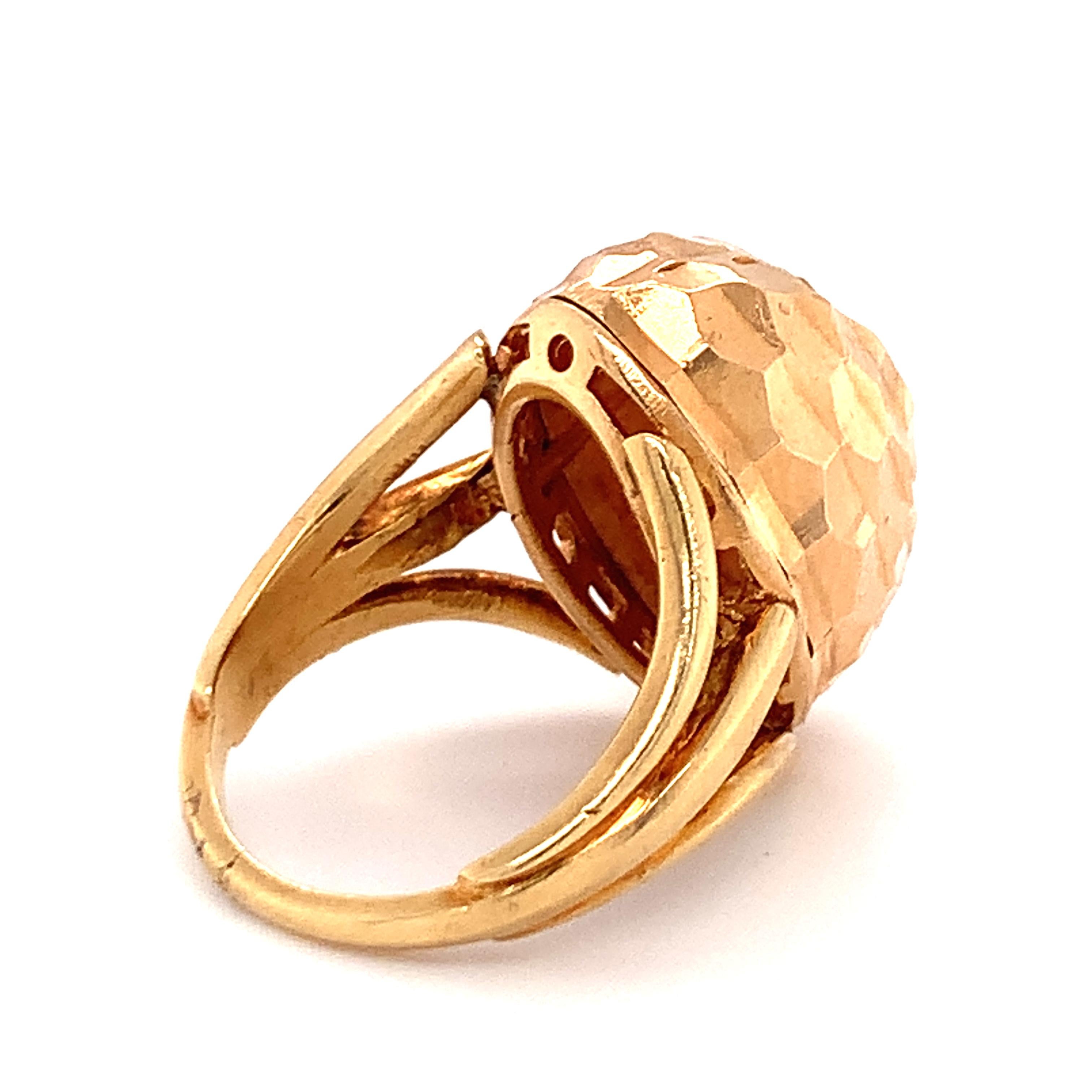 Retro Marquise-Shaped Hammered Rose Gold Ring For Sale 1