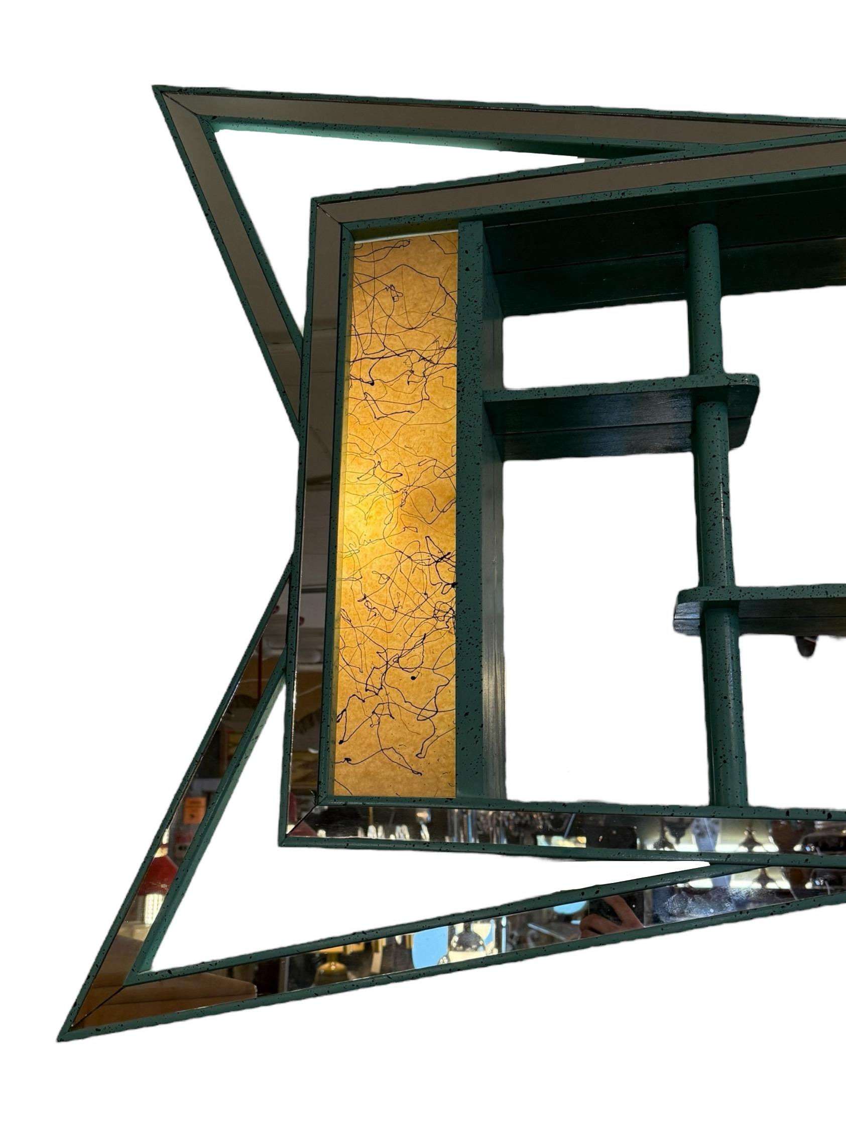 Retro MCM 50s Atomic Style Display Mirror Shelf In Excellent Condition For Sale In Pasadena, CA