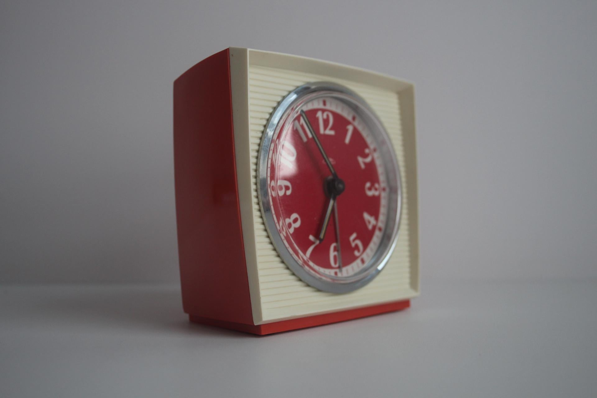 Late 20th Century Retro mechanical alarm clock PRIM, Czechoslovakia, 1970s. For Sale