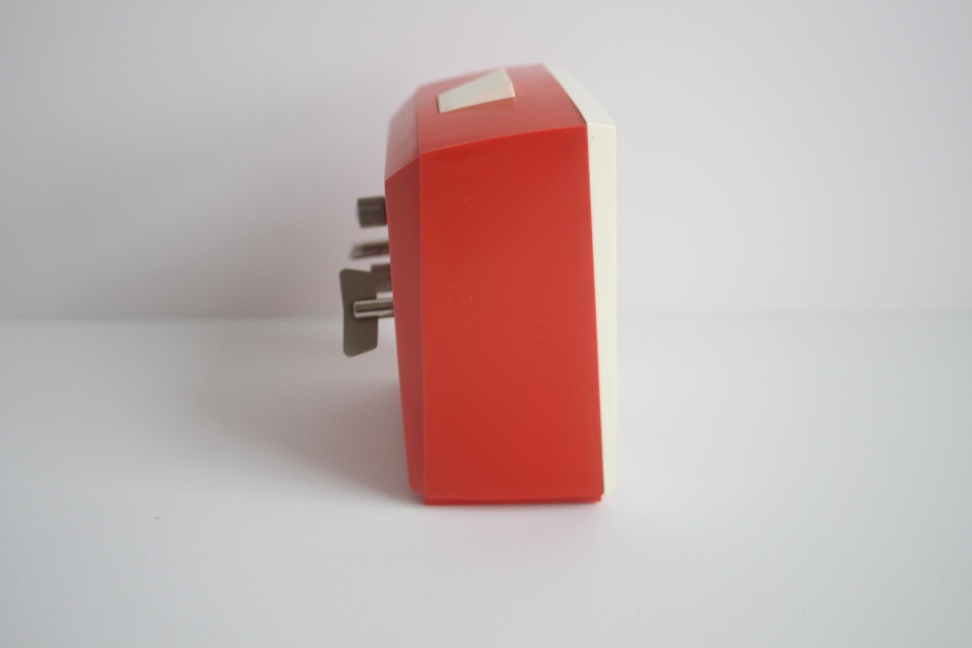 Metal Retro mechanical alarm clock PRIM, Czechoslovakia, 1970s. For Sale