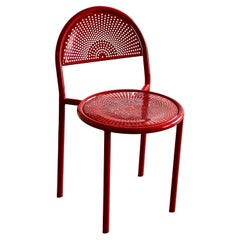 Vintage Memphis Style Red Metal Accent Chair