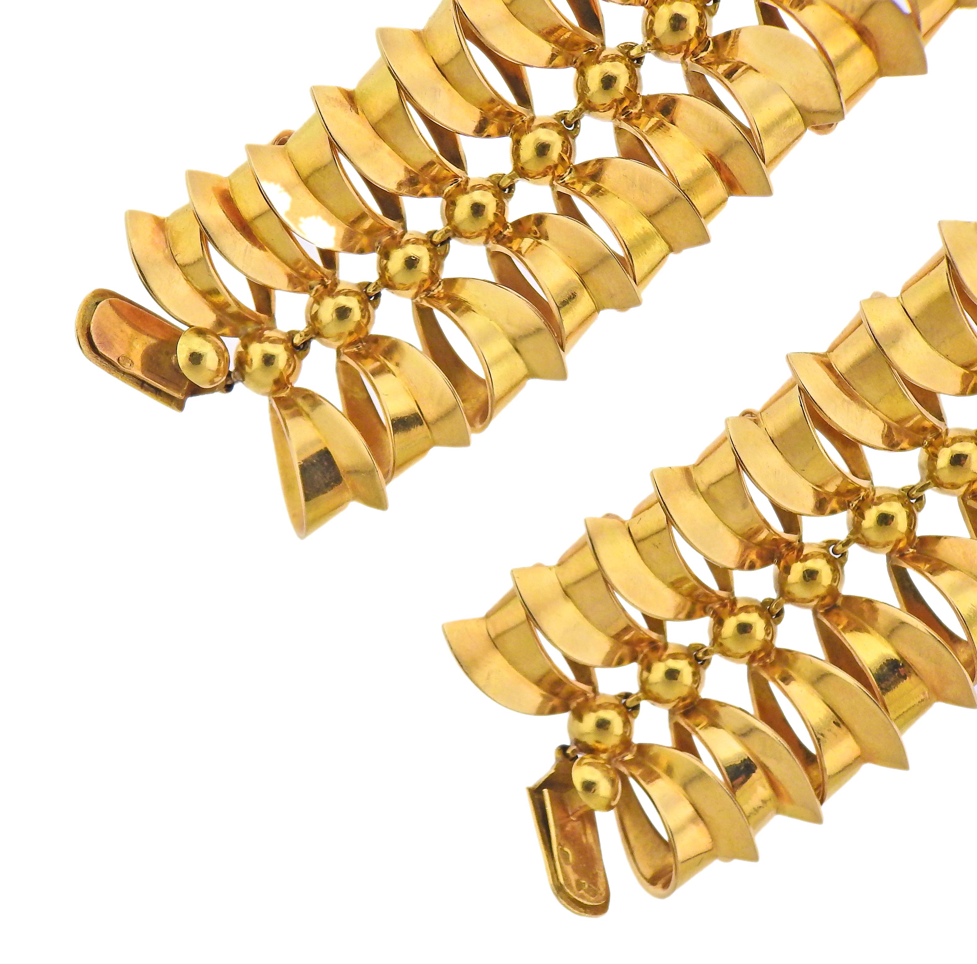 Retro Midcentury Bogenmotiv Gold Armband Halskette Set im Zustand „Hervorragend“ im Angebot in New York, NY