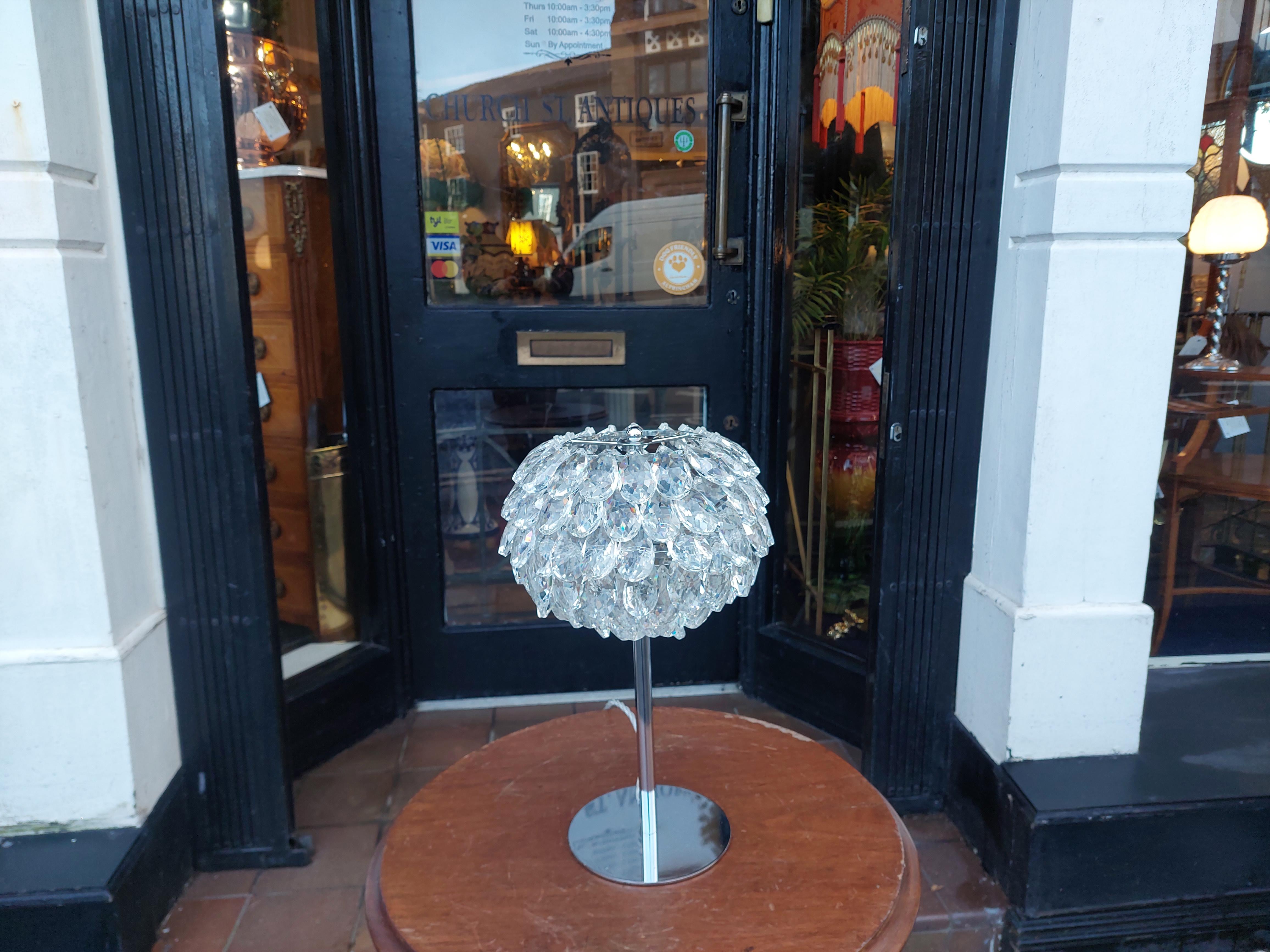 Mid-Century Modern Retro Mid Century Crystal & Chrome Table Lamp For Sale