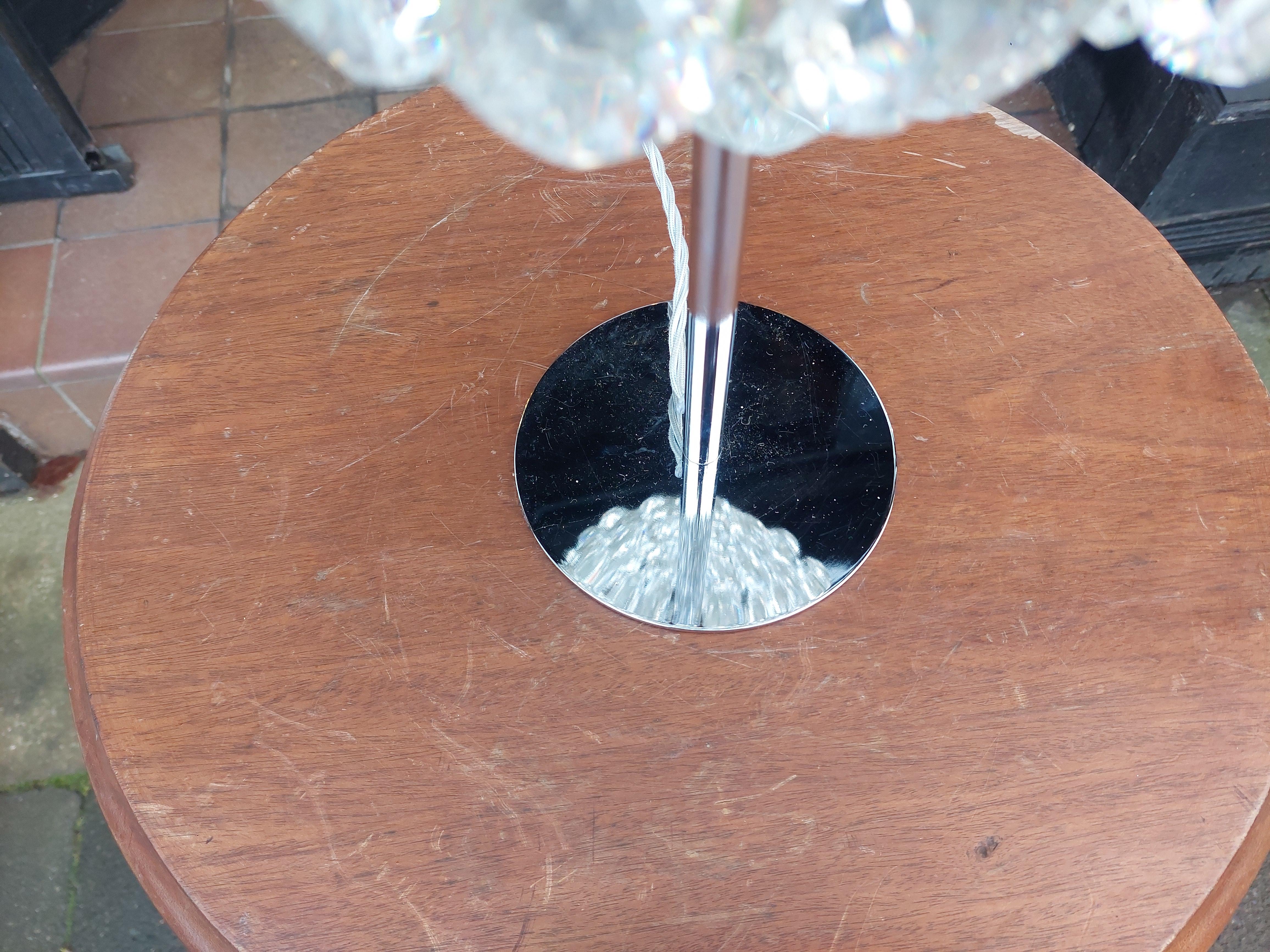 English Retro Mid Century Crystal & Chrome Table Lamp For Sale