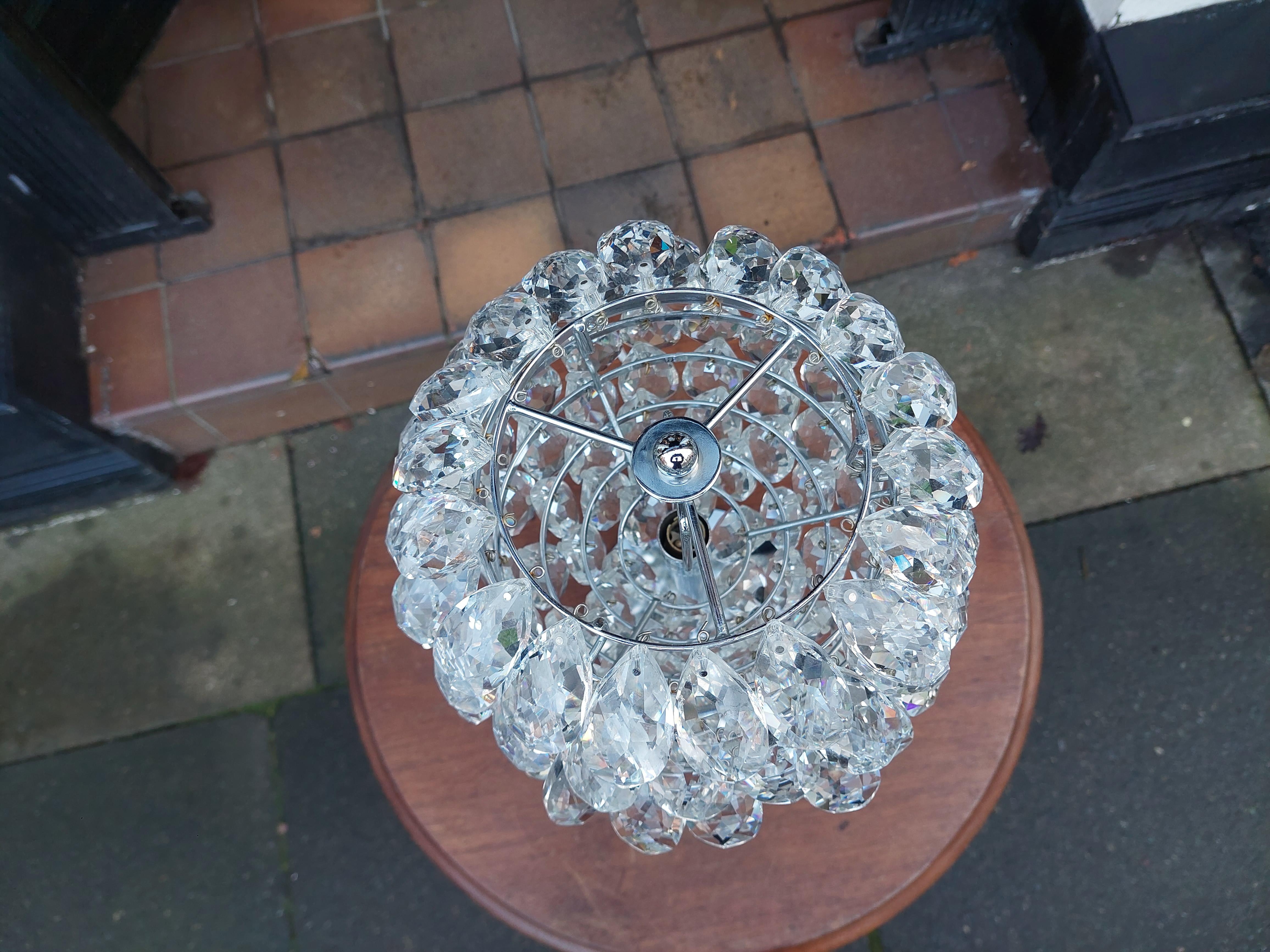 20th Century Retro Mid Century Crystal & Chrome Table Lamp For Sale