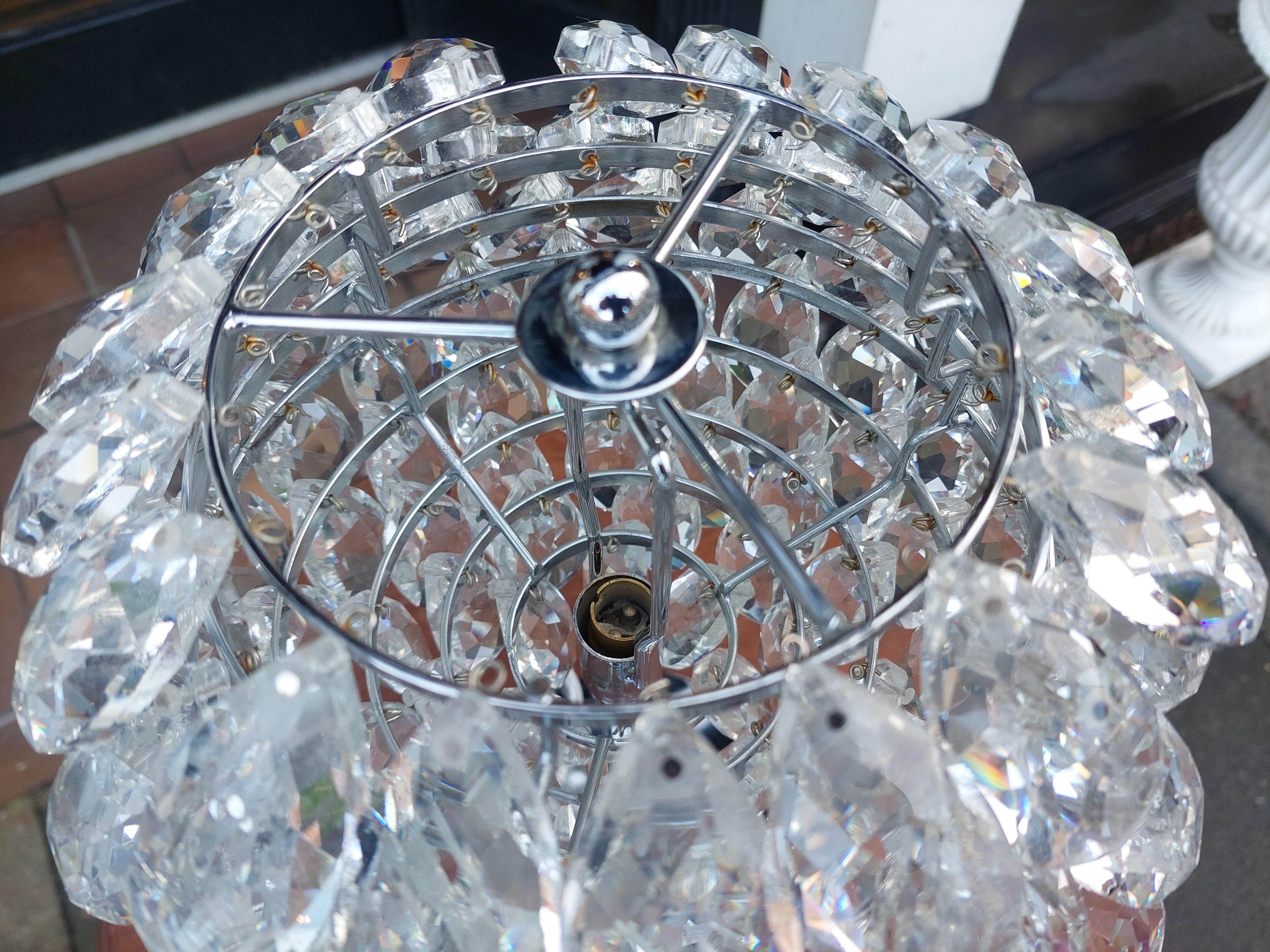 Retro Mid Century Crystal & Chrome Table Lamp For Sale 1