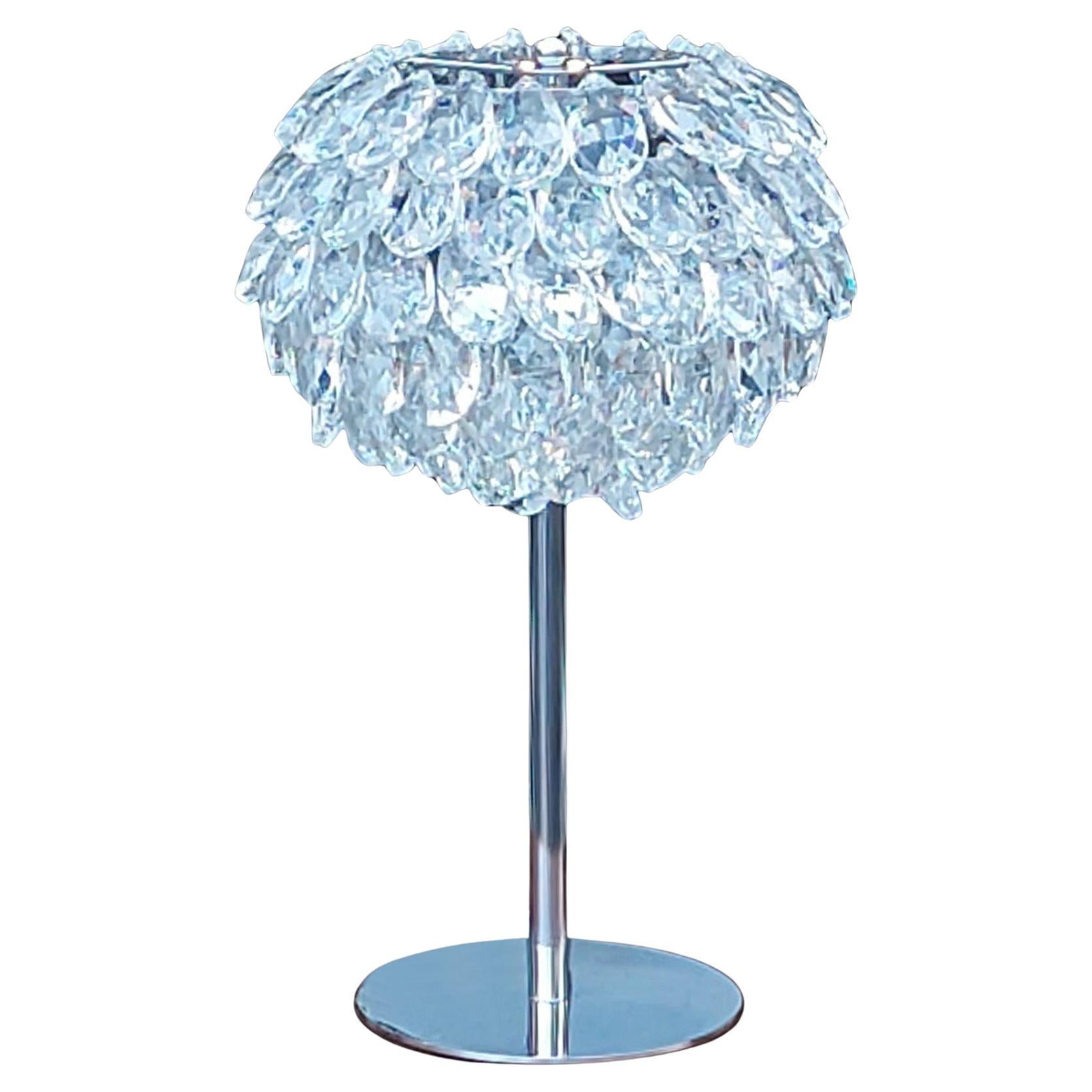 Retro Mid Century Crystal & Chrome Table Lamp For Sale