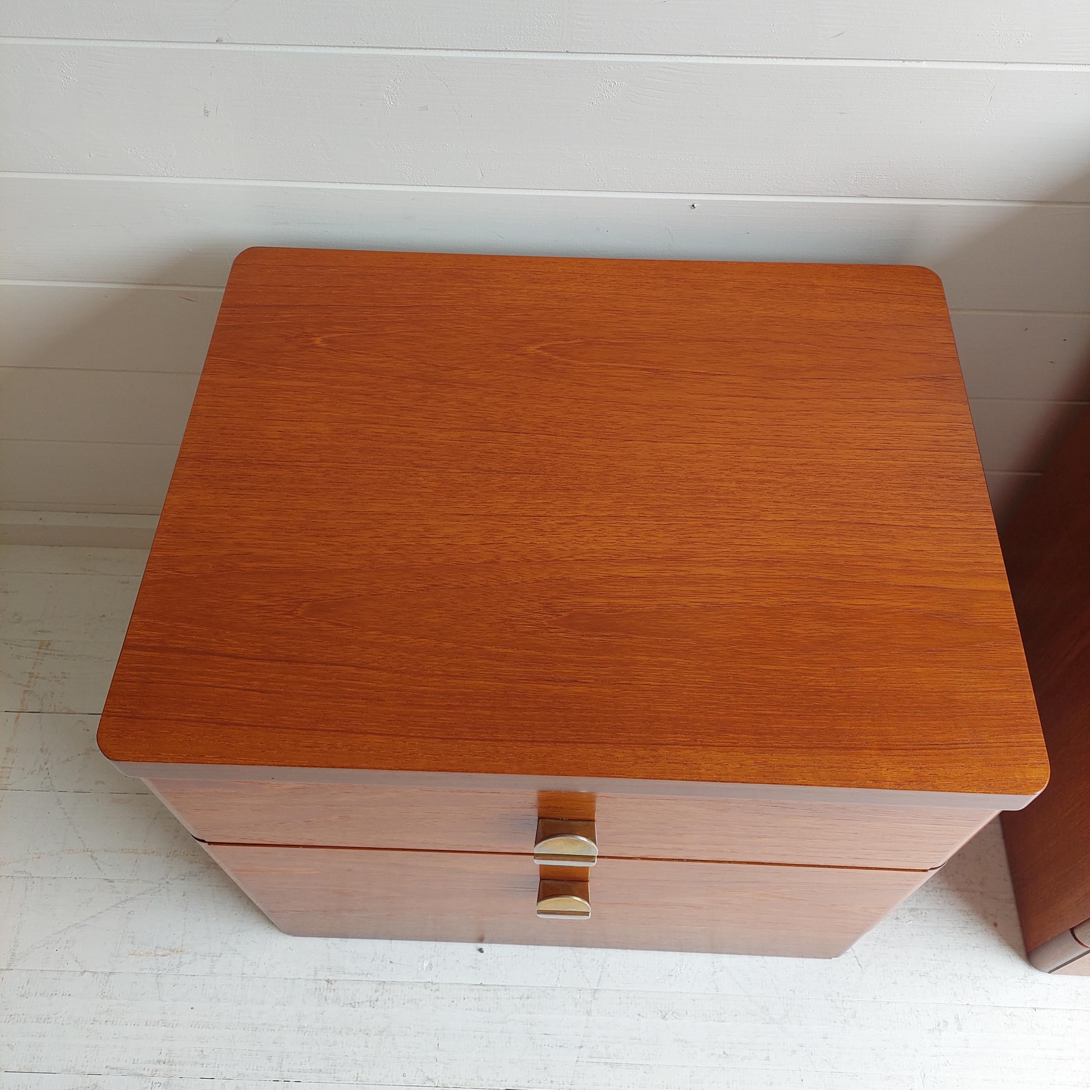 Retro Midcentury Stag Cantata Teak Bedside Tables Drawers Nightstands, 70s 3