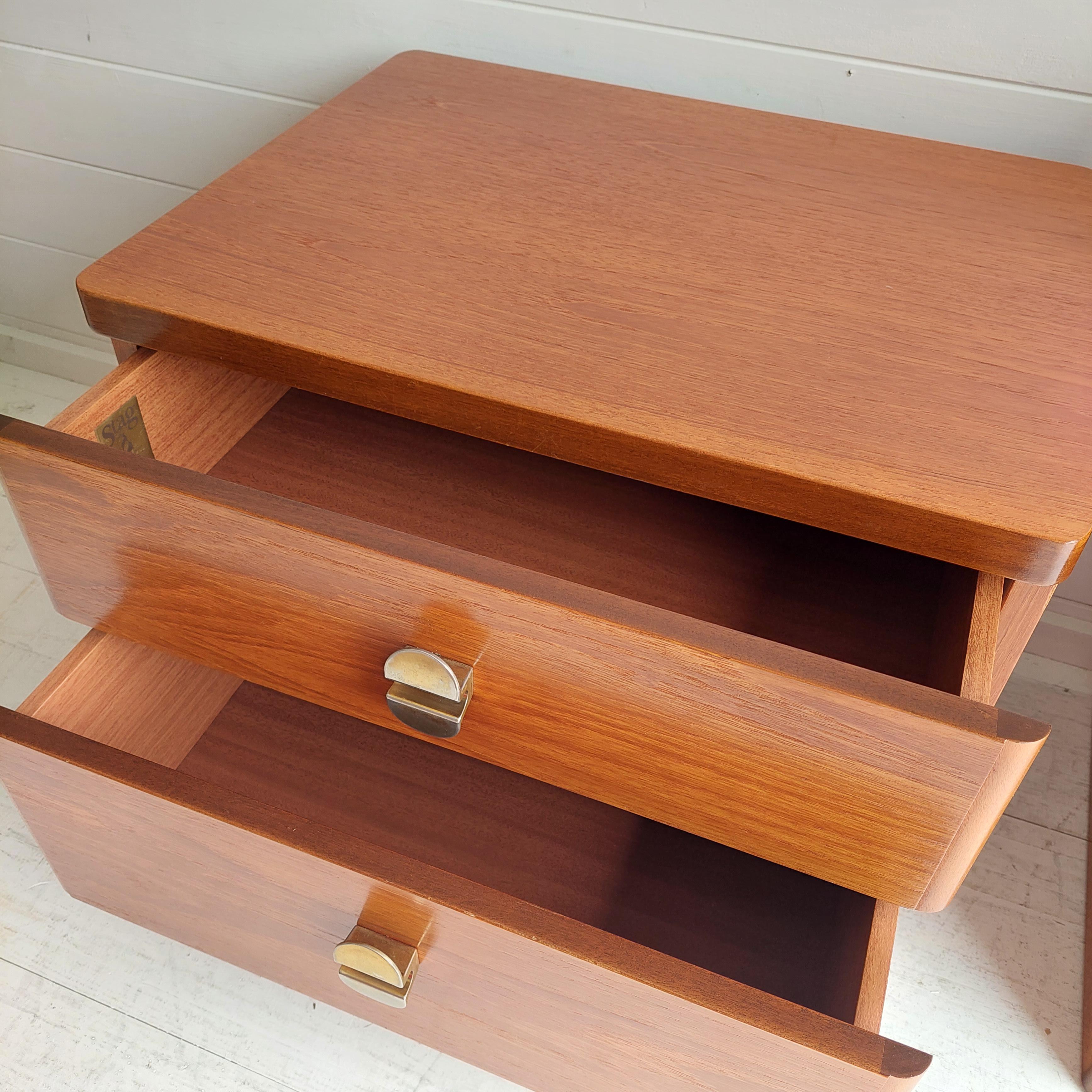 Retro Midcentury Stag Cantata Teak Bedside Tables Drawers Nightstands, 70s 6