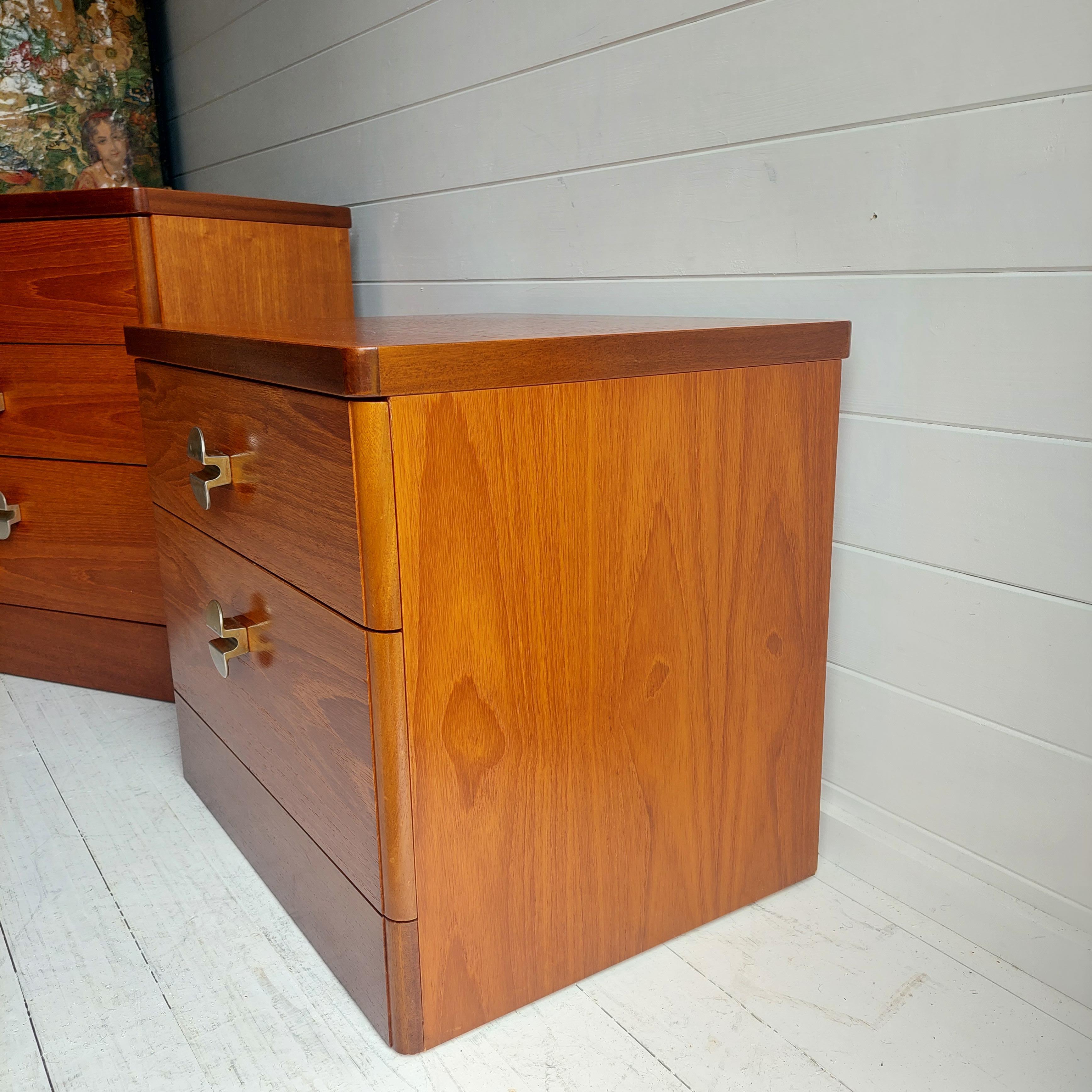 Retro Midcentury Stag Cantata Teak Bedside Tables Drawers Nightstands, 70s 13