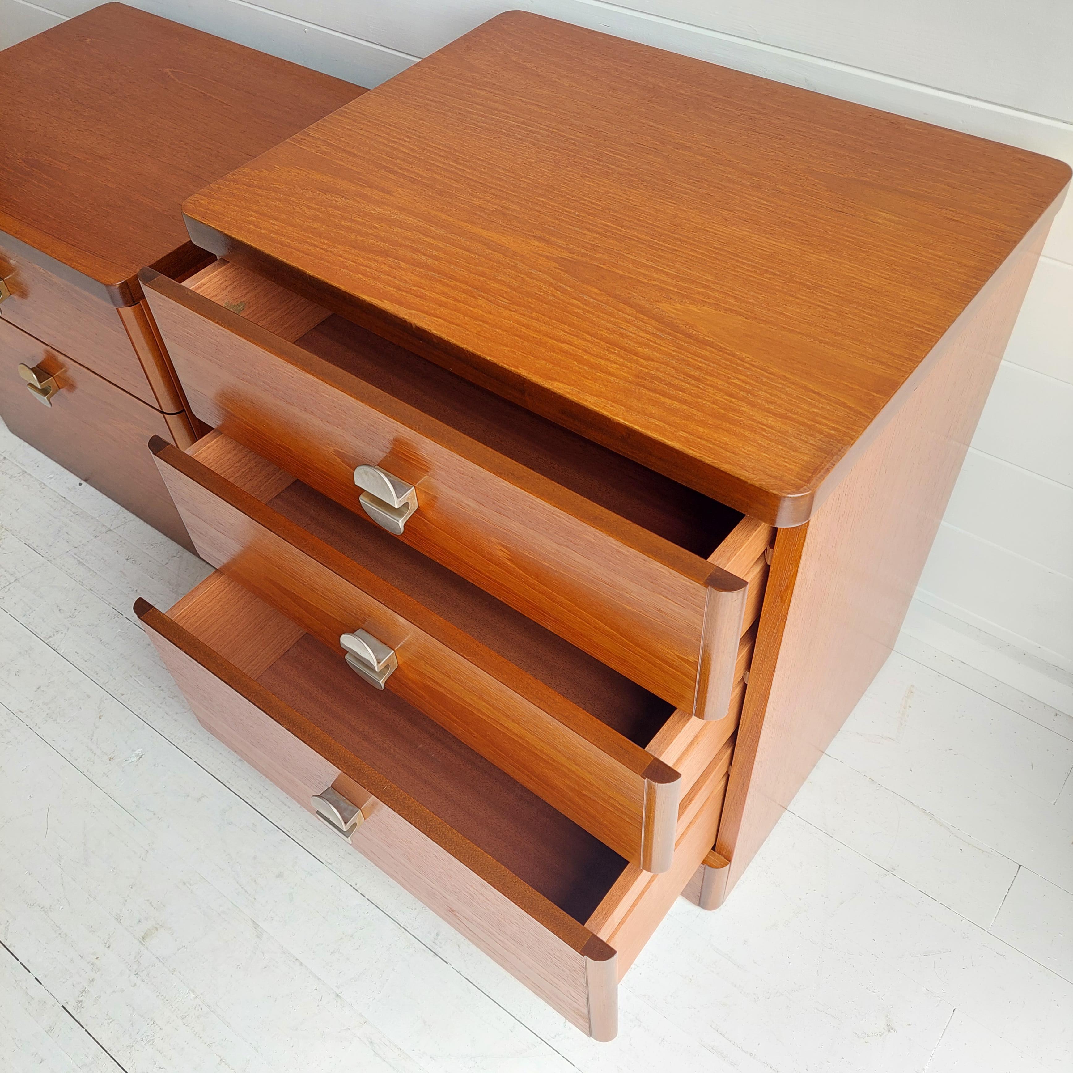 Retro Midcentury Stag Cantata Teak Bedside Tables Drawers Nightstands, 70s 2