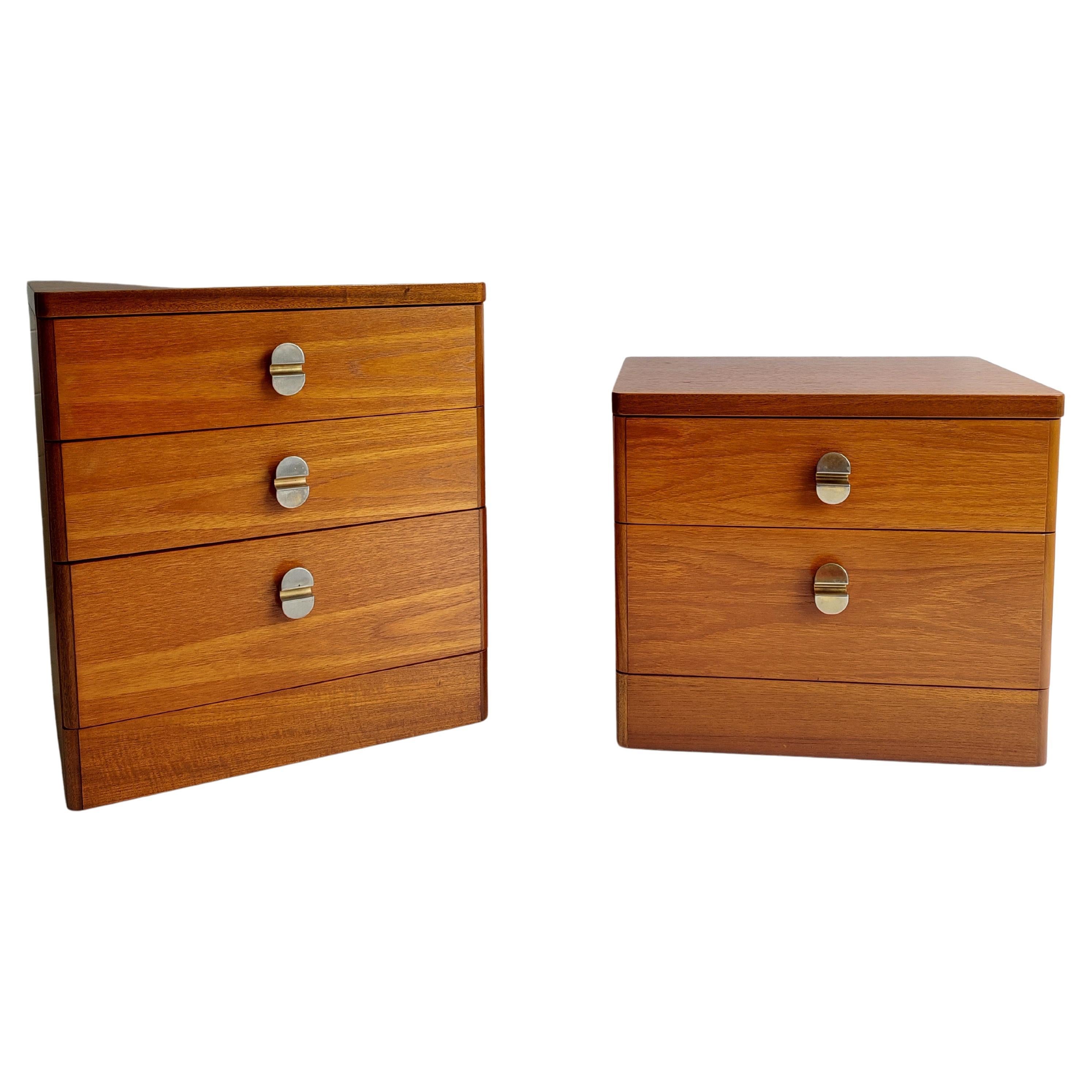 Retro Midcentury Stag Cantata Teak Bedside Tables Drawers Nightstands, 70s