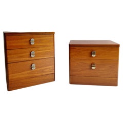 Retro Midcentury Stag Cantata Teak Bedside Tables Drawers Nightstands, 70s
