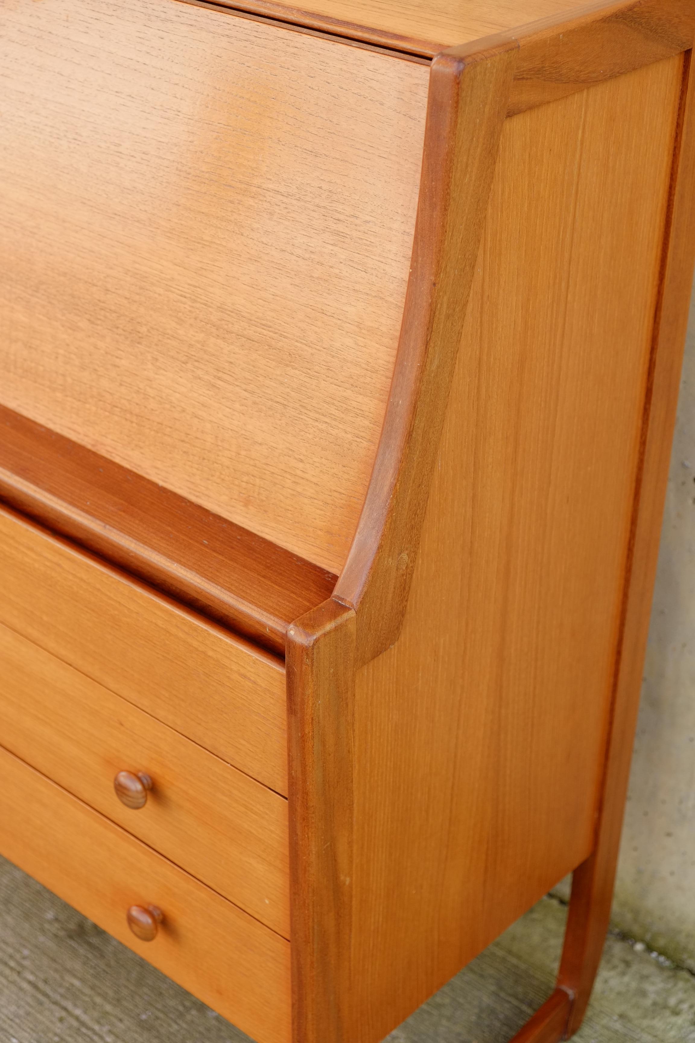 Late 20th Century Retro Mid Century Teak Secretaire Bureau  For Sale