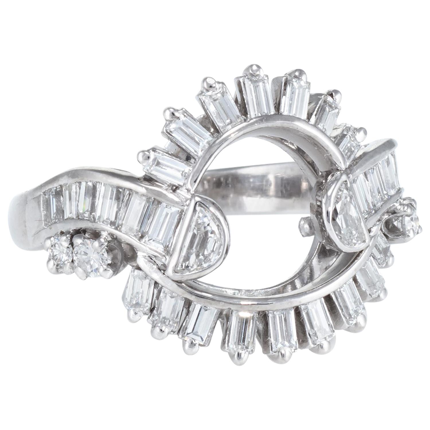 Modernist Bypass Moi et Toi Diamond Kunzite Gold Ring Fine Estate