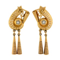 Retro Mixed Metals Diamond Earrings