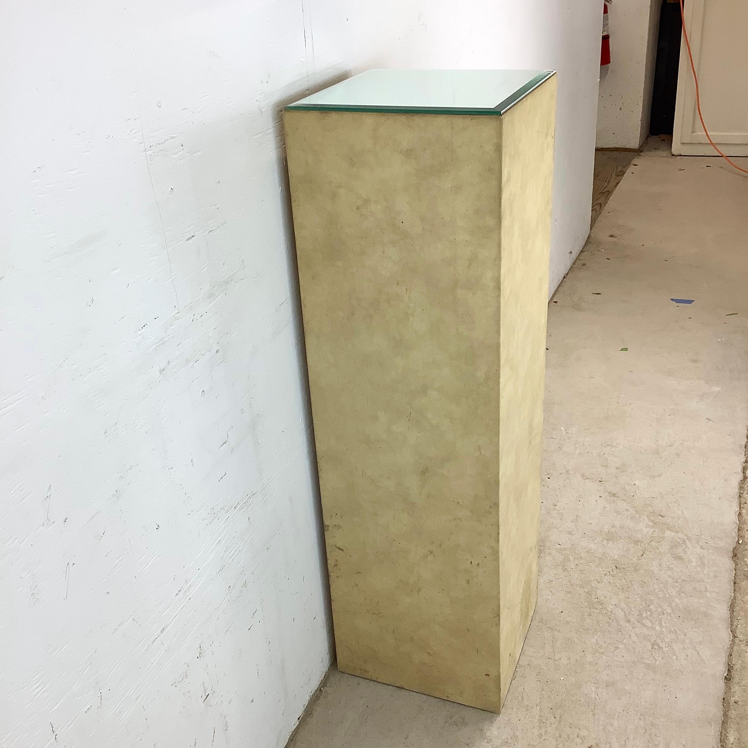 Vetro Retro Modern Mirrored Top Display Pedestal in vendita