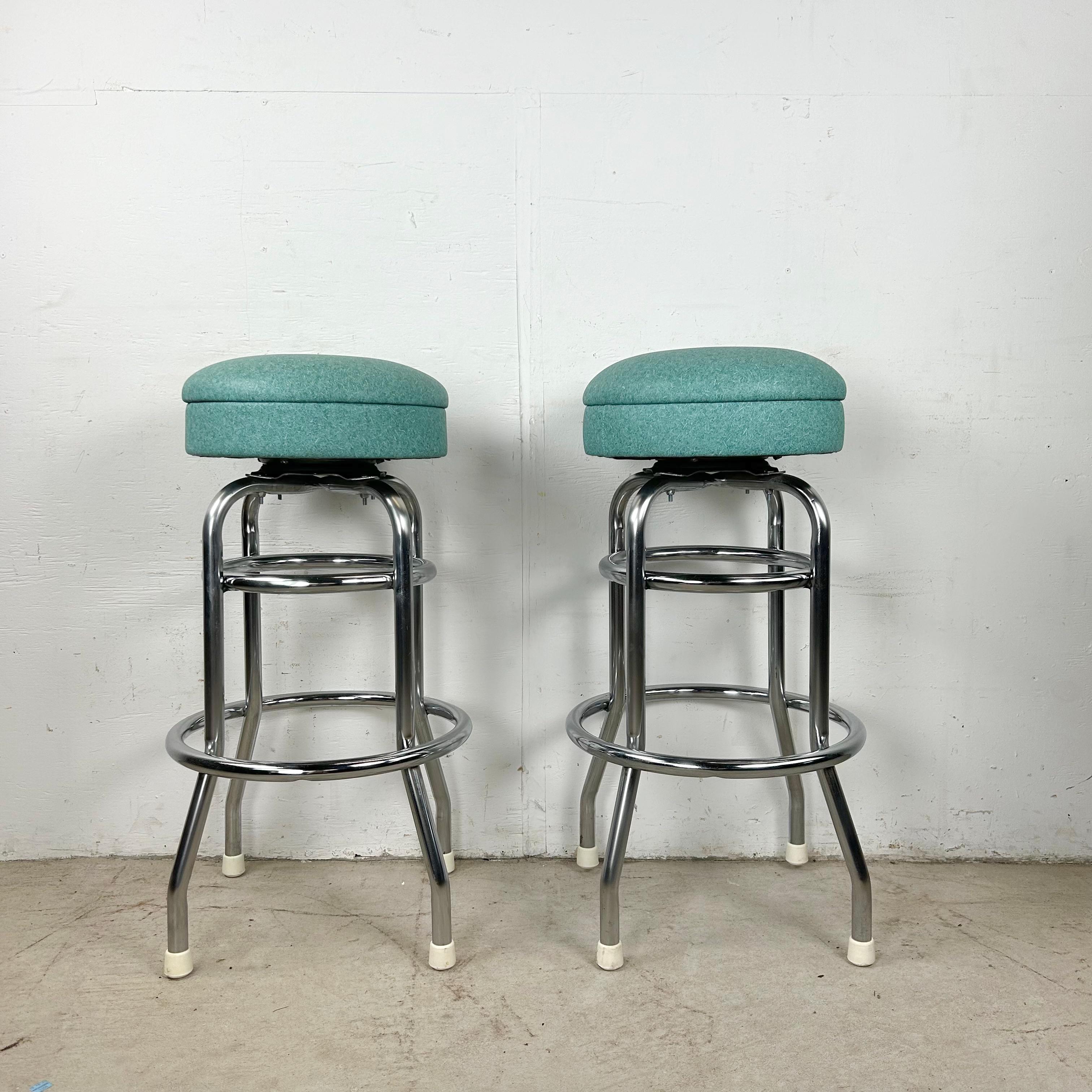 Retro Modern Swivel Bar Stools- Set of Six For Sale 4