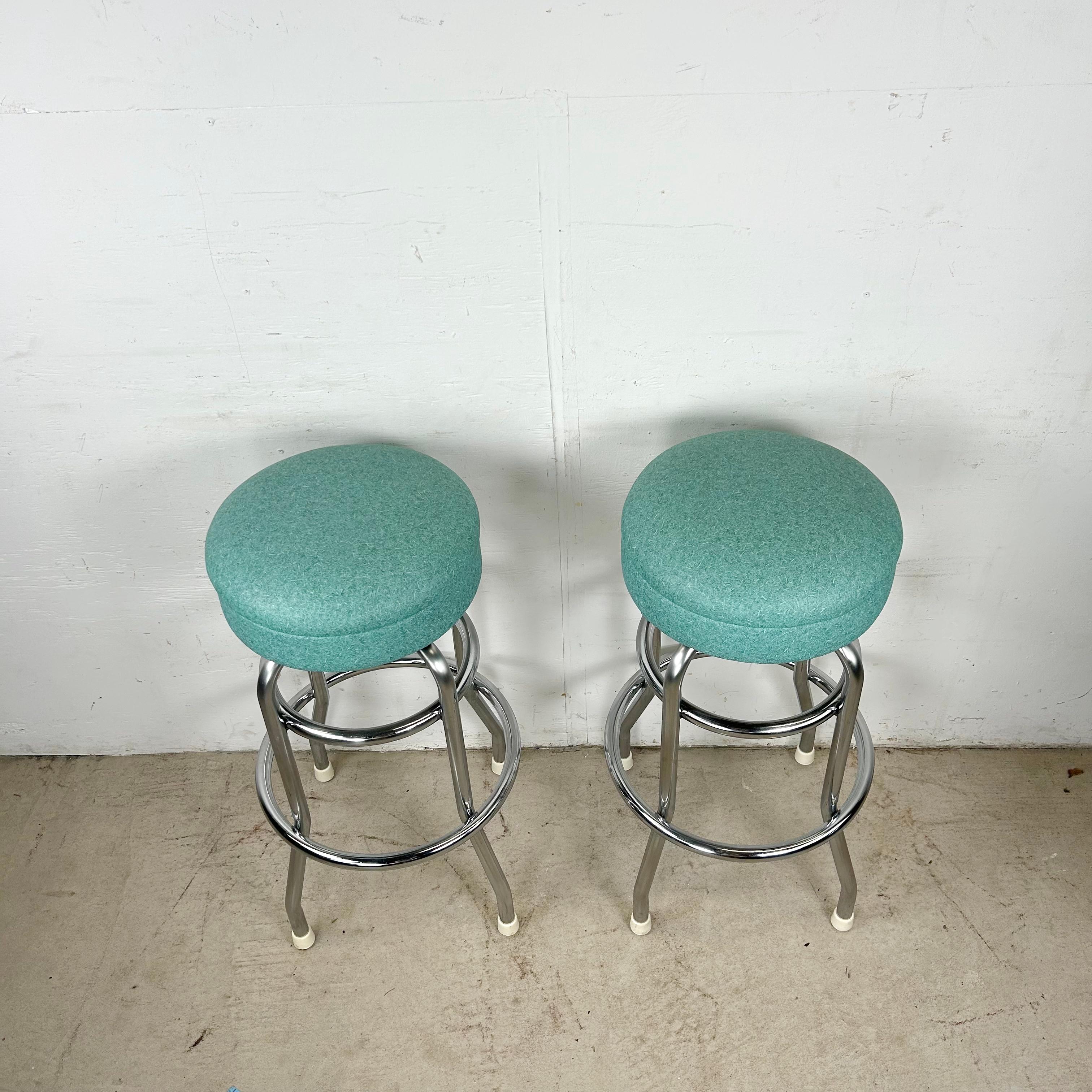 Retro Modern Swivel Bar Stools- Set of Six For Sale 5