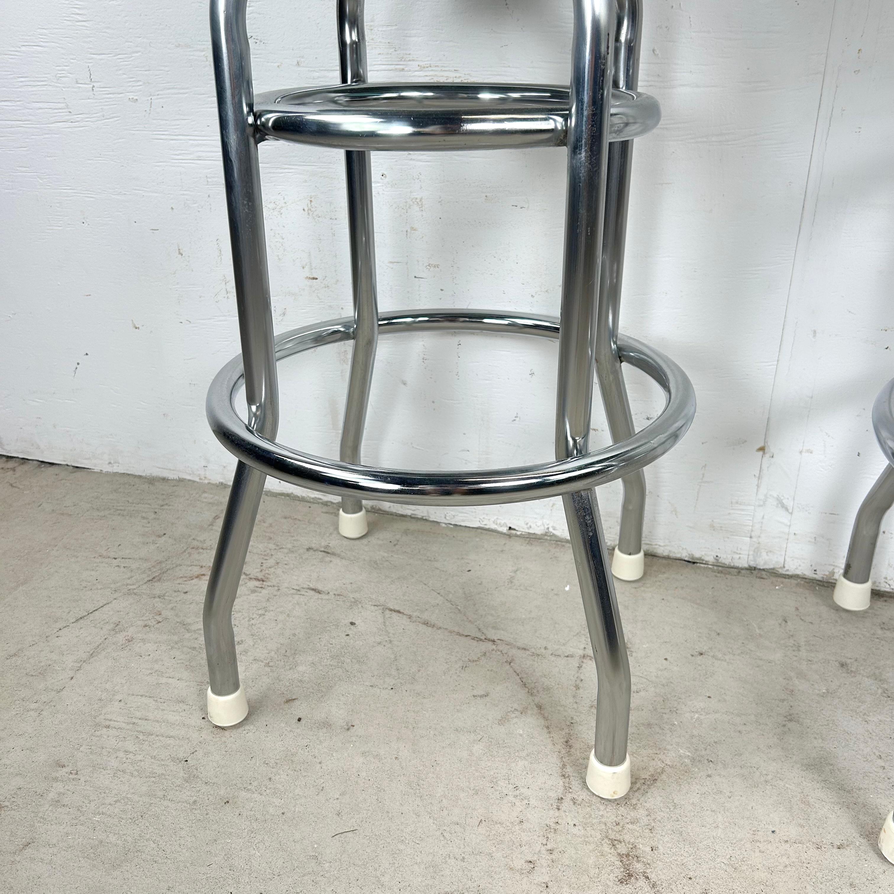 Retro Modern Swivel Bar Stools- Set of Six For Sale 9
