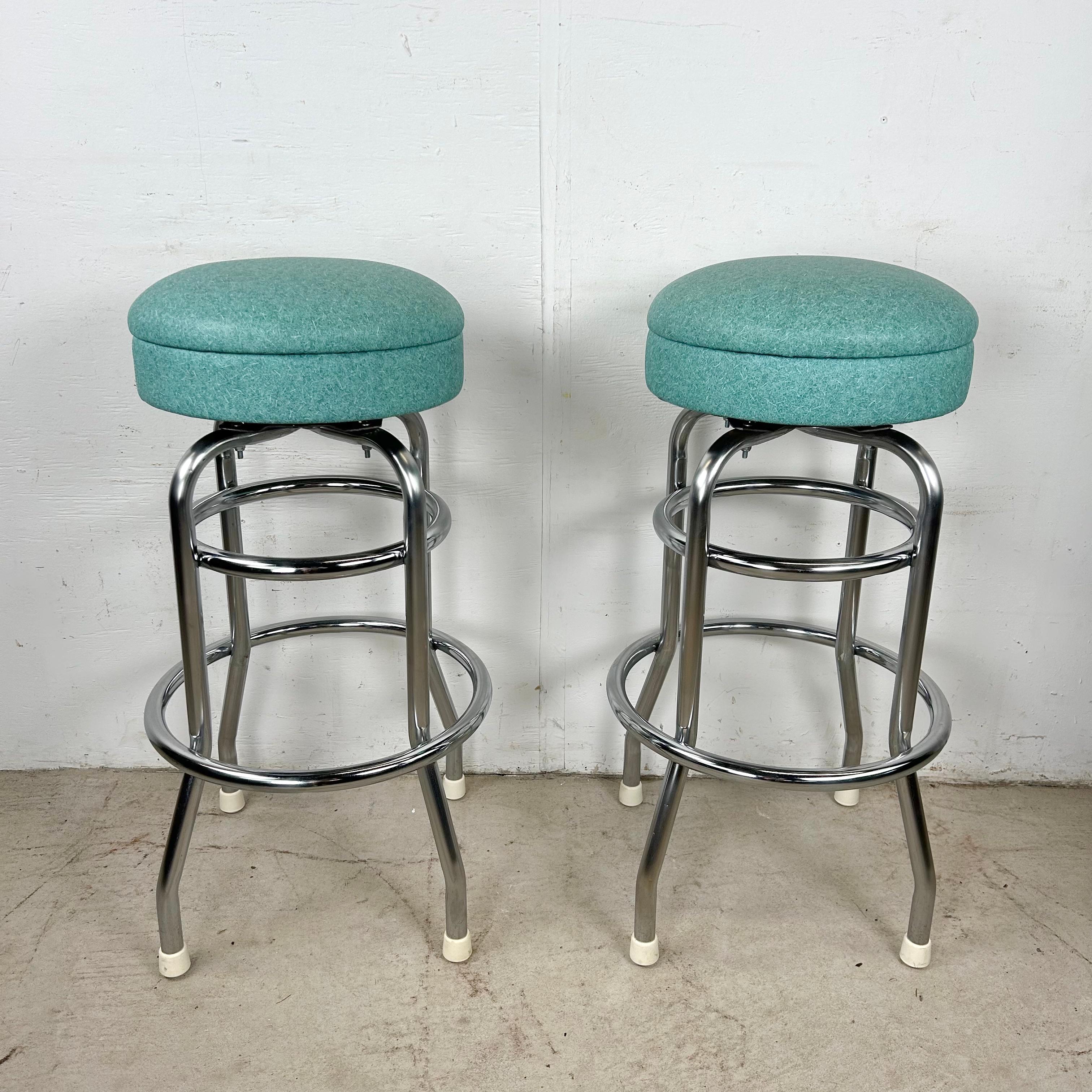 Retro Modern Swivel Bar Stools- Set of Six For Sale 12