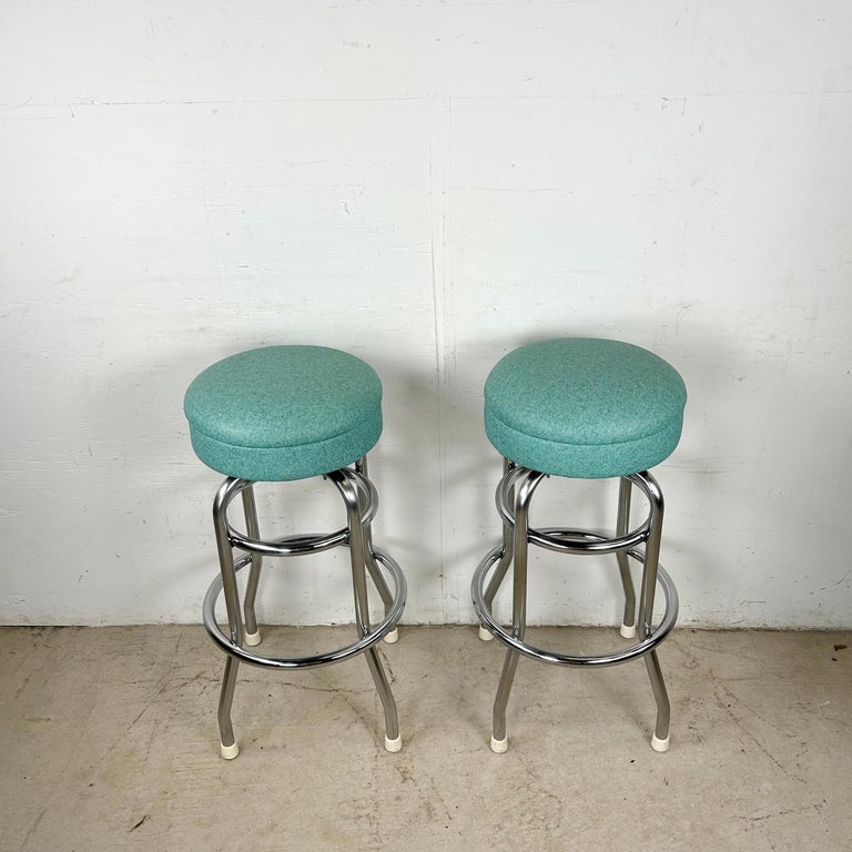 Retro Modern Swivel Bar Stools- Set of Six For Sale at 1stDibs