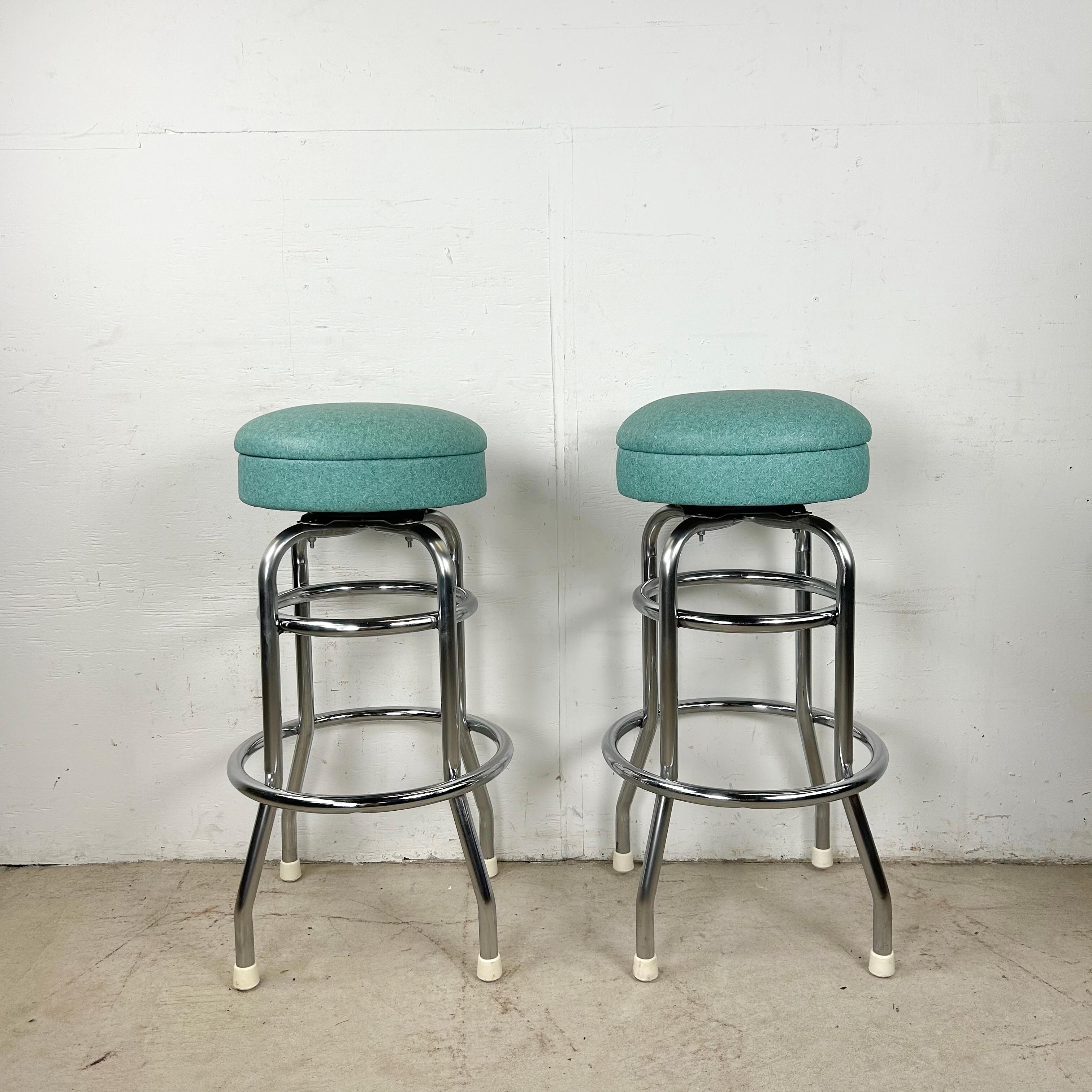 Unknown Retro Modern Swivel Bar Stools- Set of Six For Sale