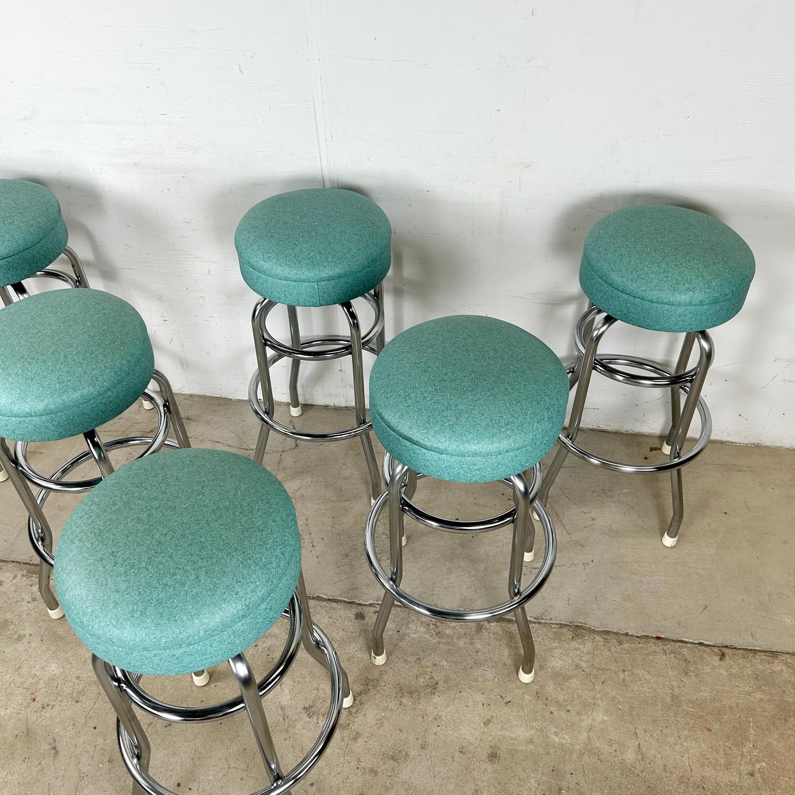 20th Century Retro Modern Swivel Bar Stools- Set of Six For Sale