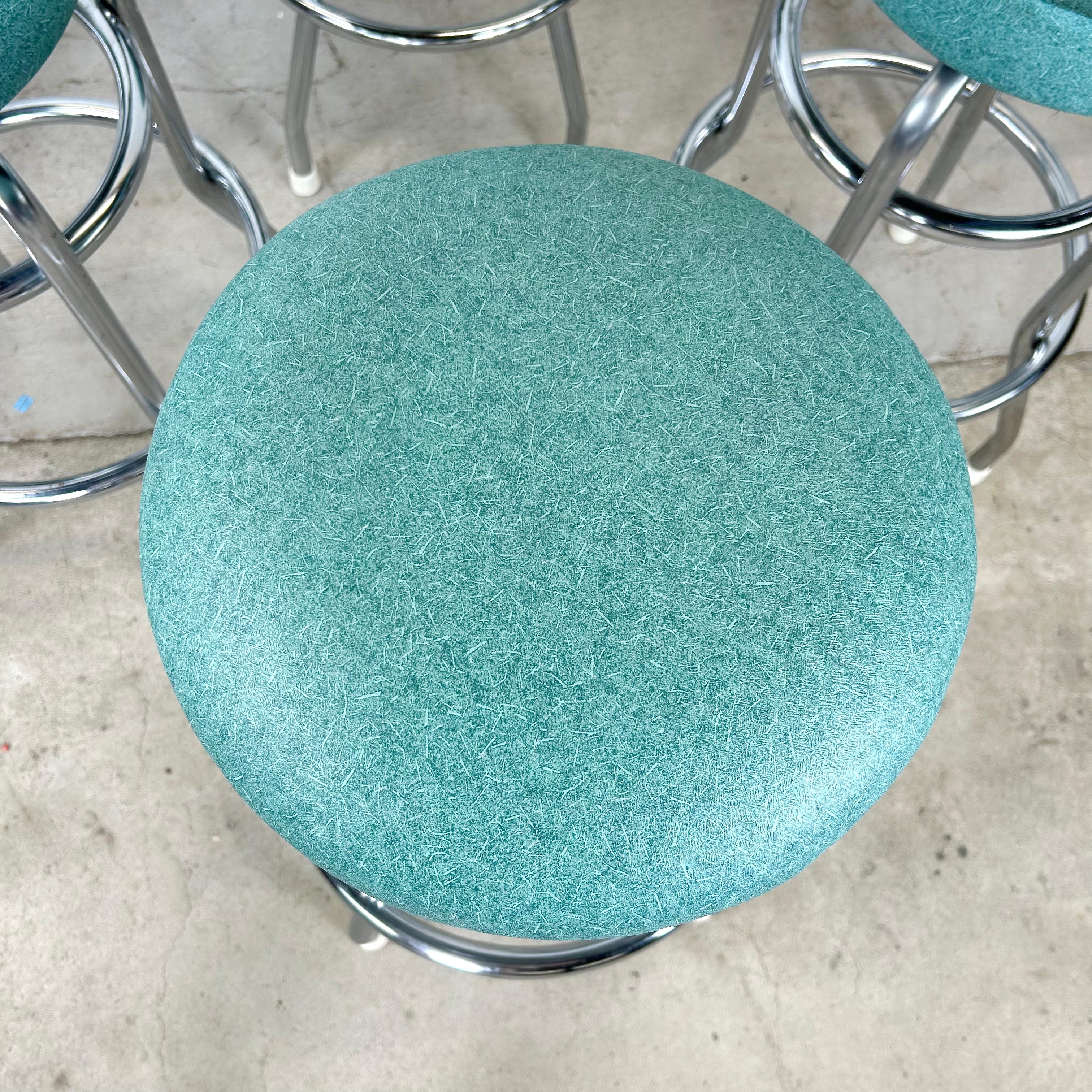 Retro Modern Swivel Bar Stools- Set of Six For Sale 1