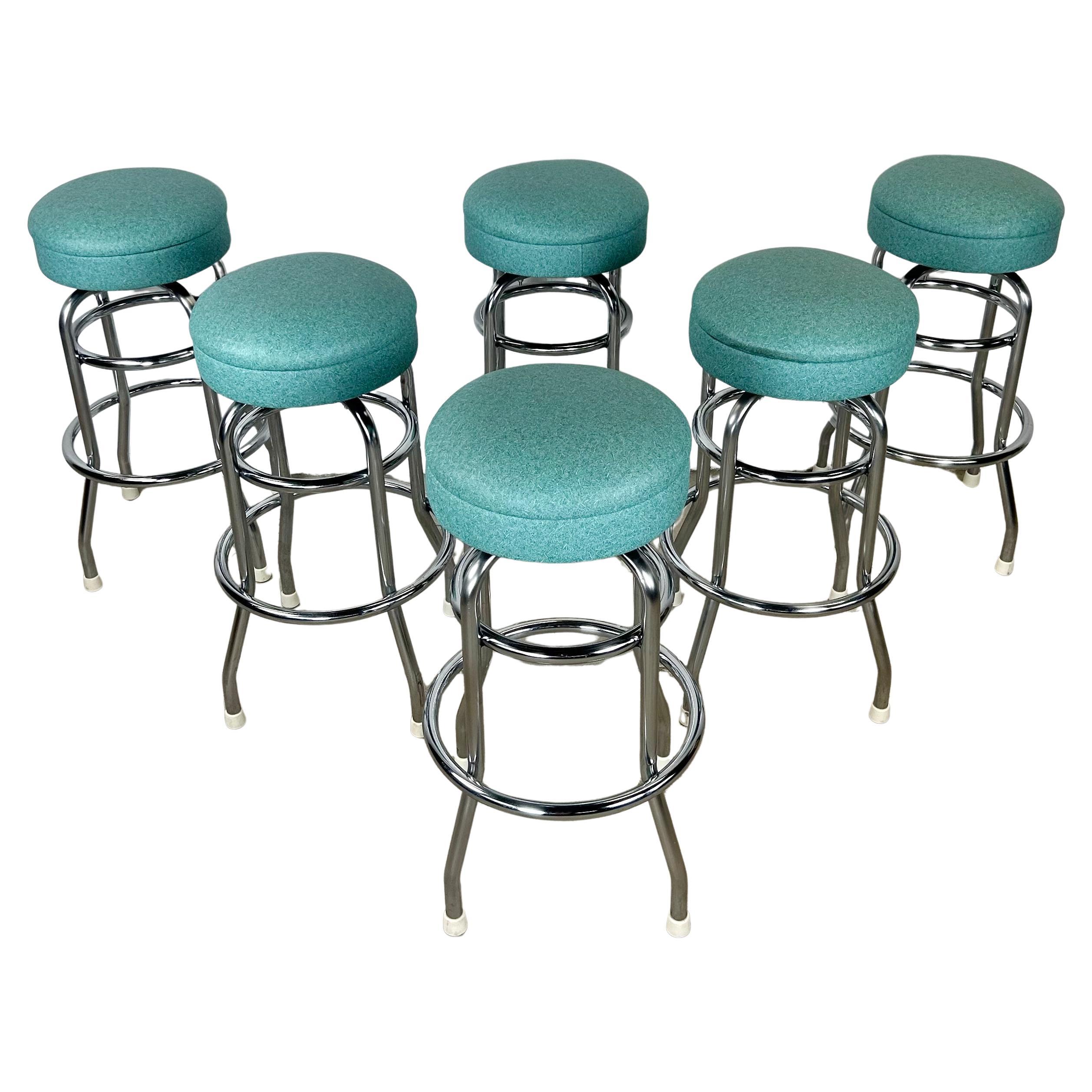Retro Modern Swivel Bar Stools- Set of Six For Sale