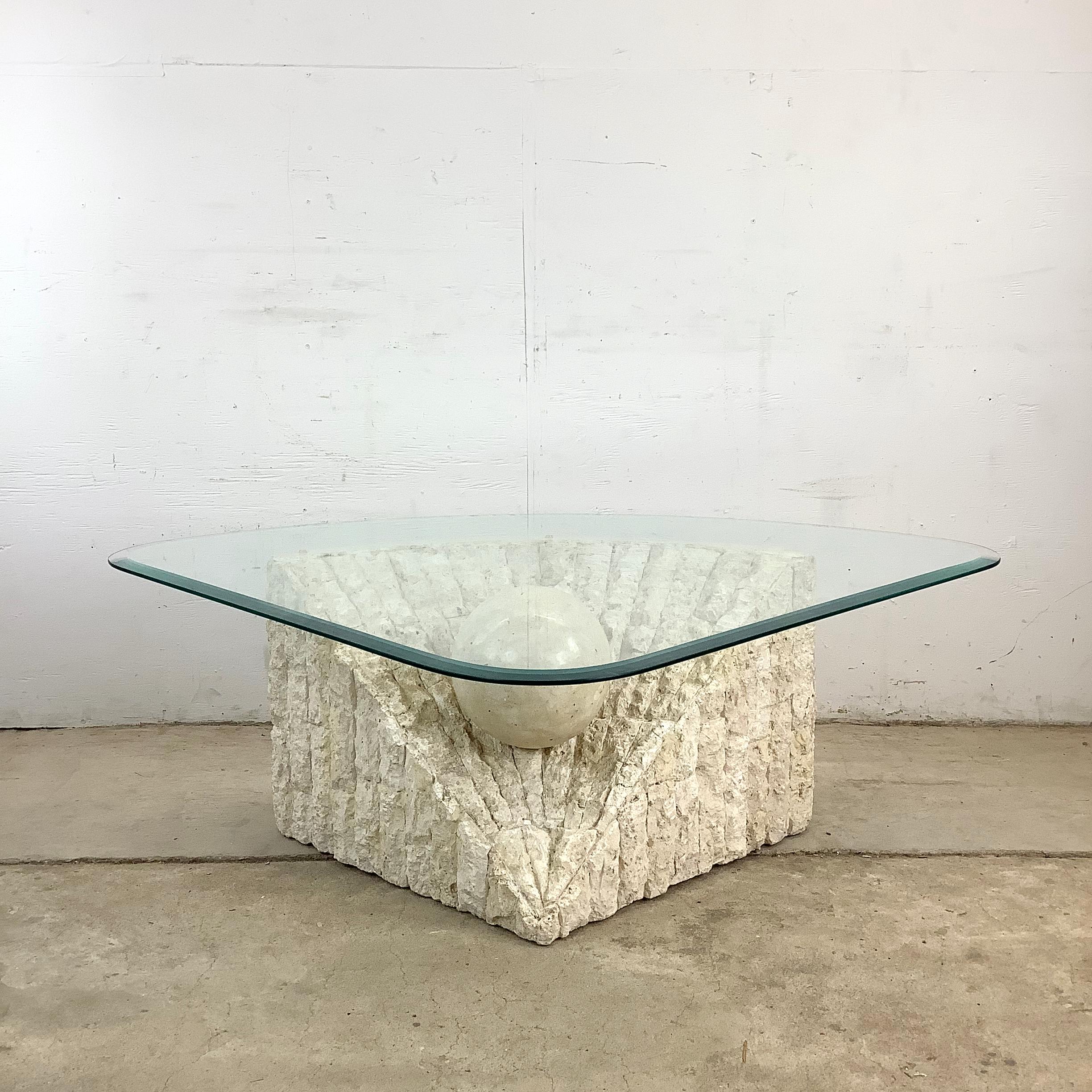 Retro Modern Tessellated Stone Coffee Table For Sale 8