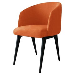 Retro Modern Velvet and Black Oak Tribeca Dining Chair Handmade and Custom