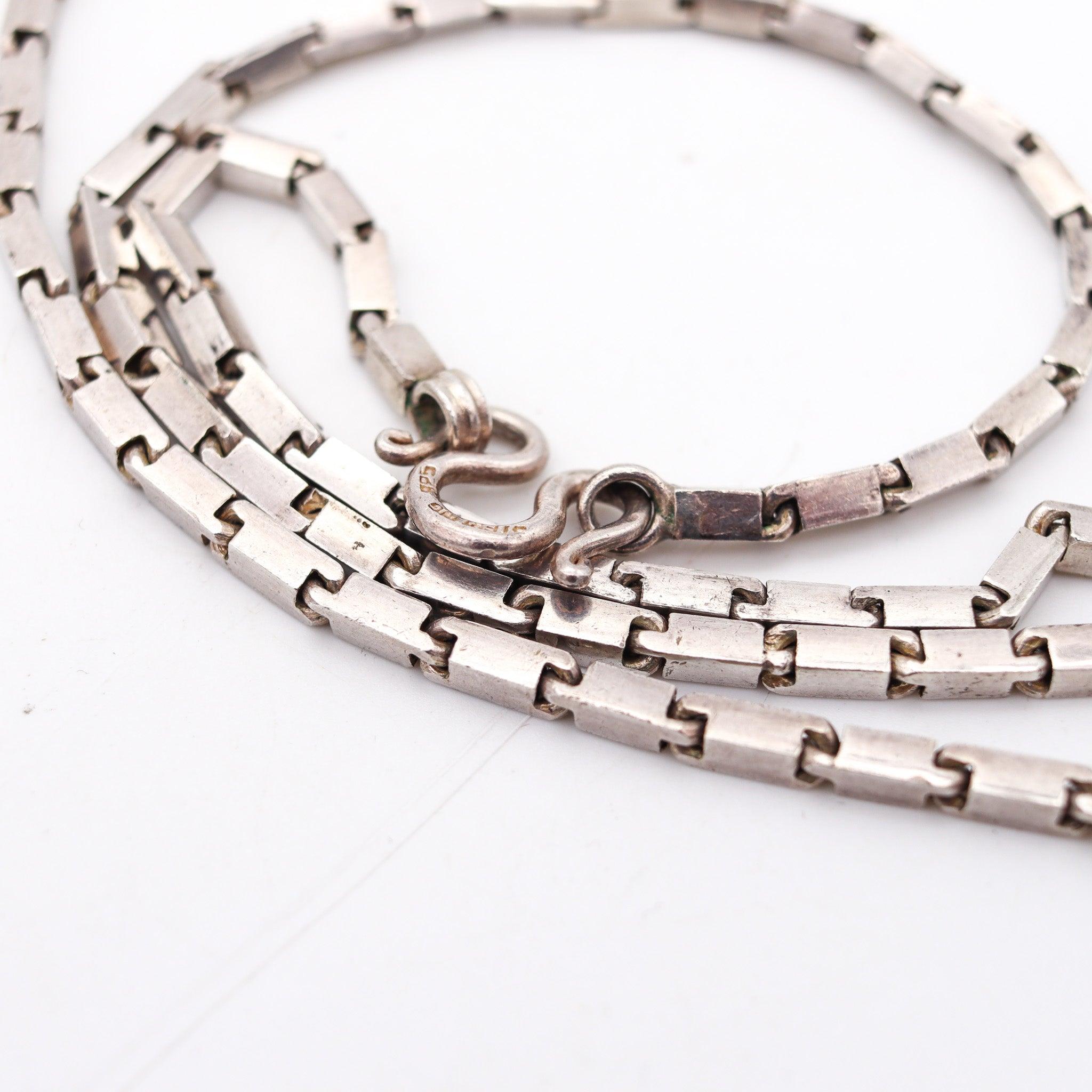 da uomo o donna RETRO MODERNISTA 1970 Catena lunga vintage in argento massiccio .925 in vendita