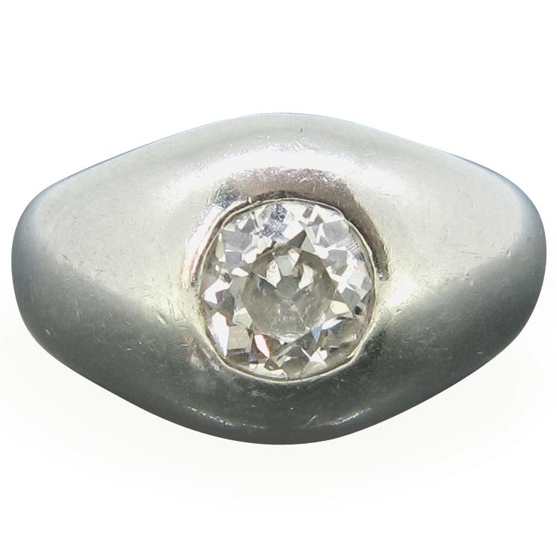 Retro Monture Cartier Diamond Gypsy Ring, 18 Karat White Gold, circa 1950