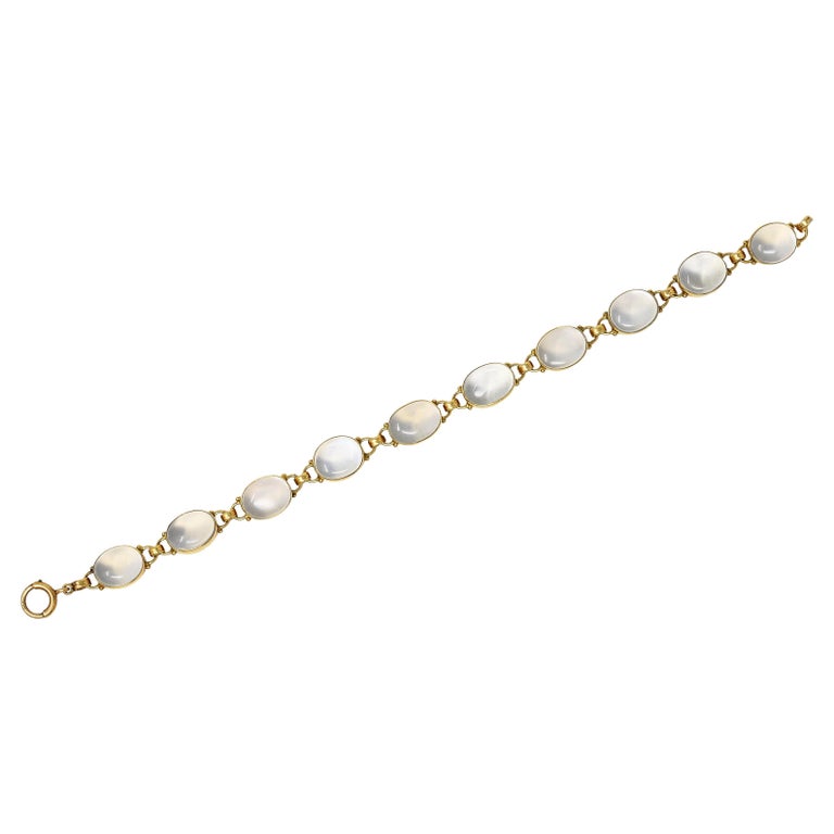 Bracelet Vintage Gravé Avec Cabochon Argenté *451 - Bijou Rétro Bon état
