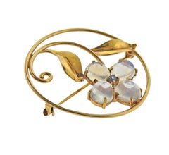 Retro Moonstone Flower Brooch Pin